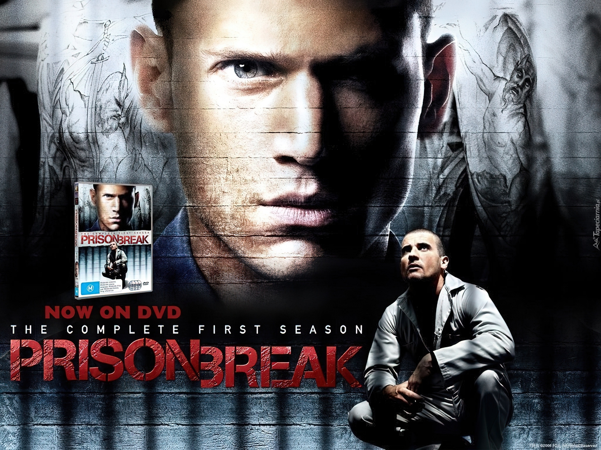 Prison Break, Skazany na śmierć, szkice, twarz, Wentworth Miller, napis