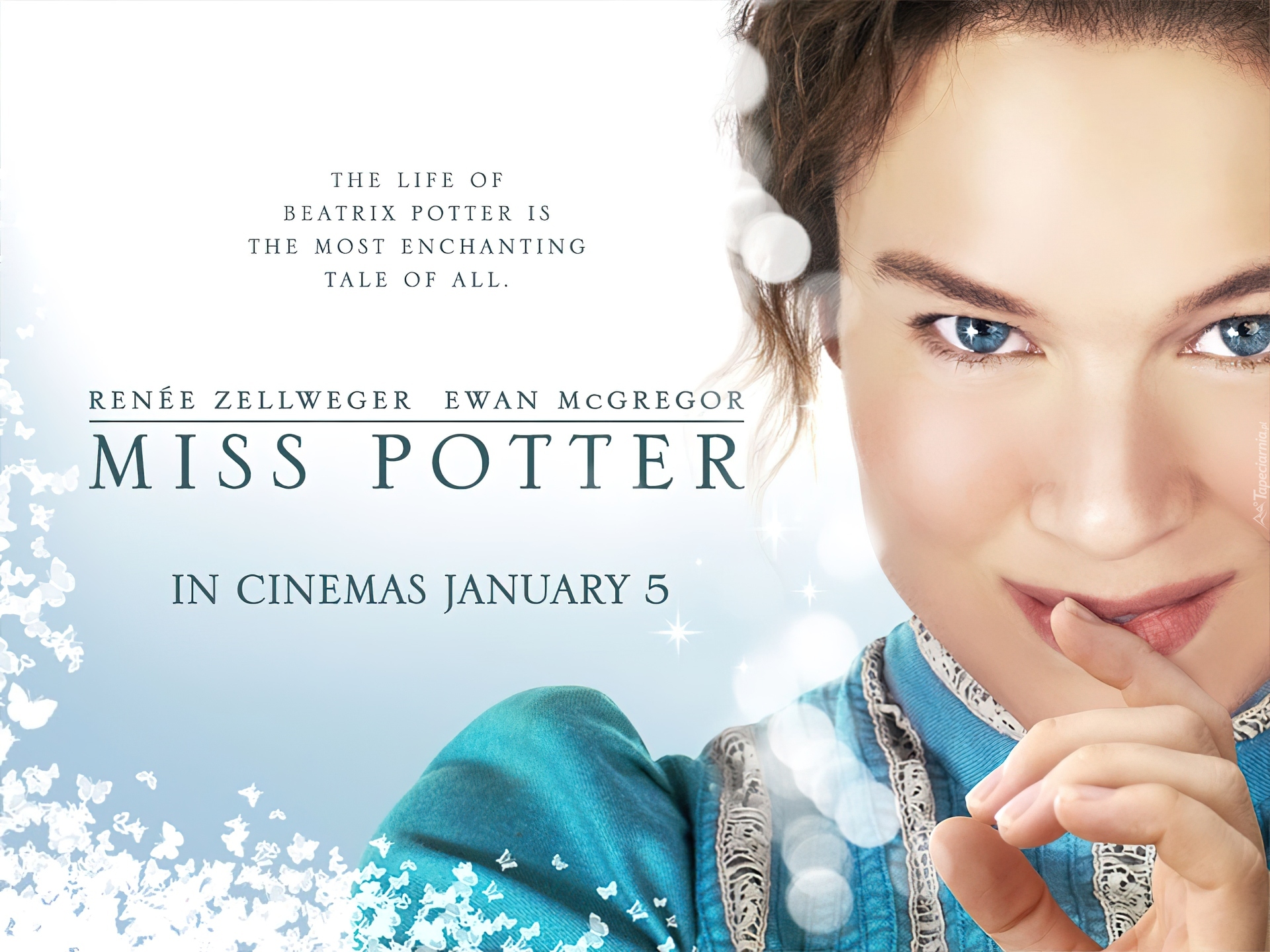 Miss Potter, Renee Zellweger, twarz, napisy