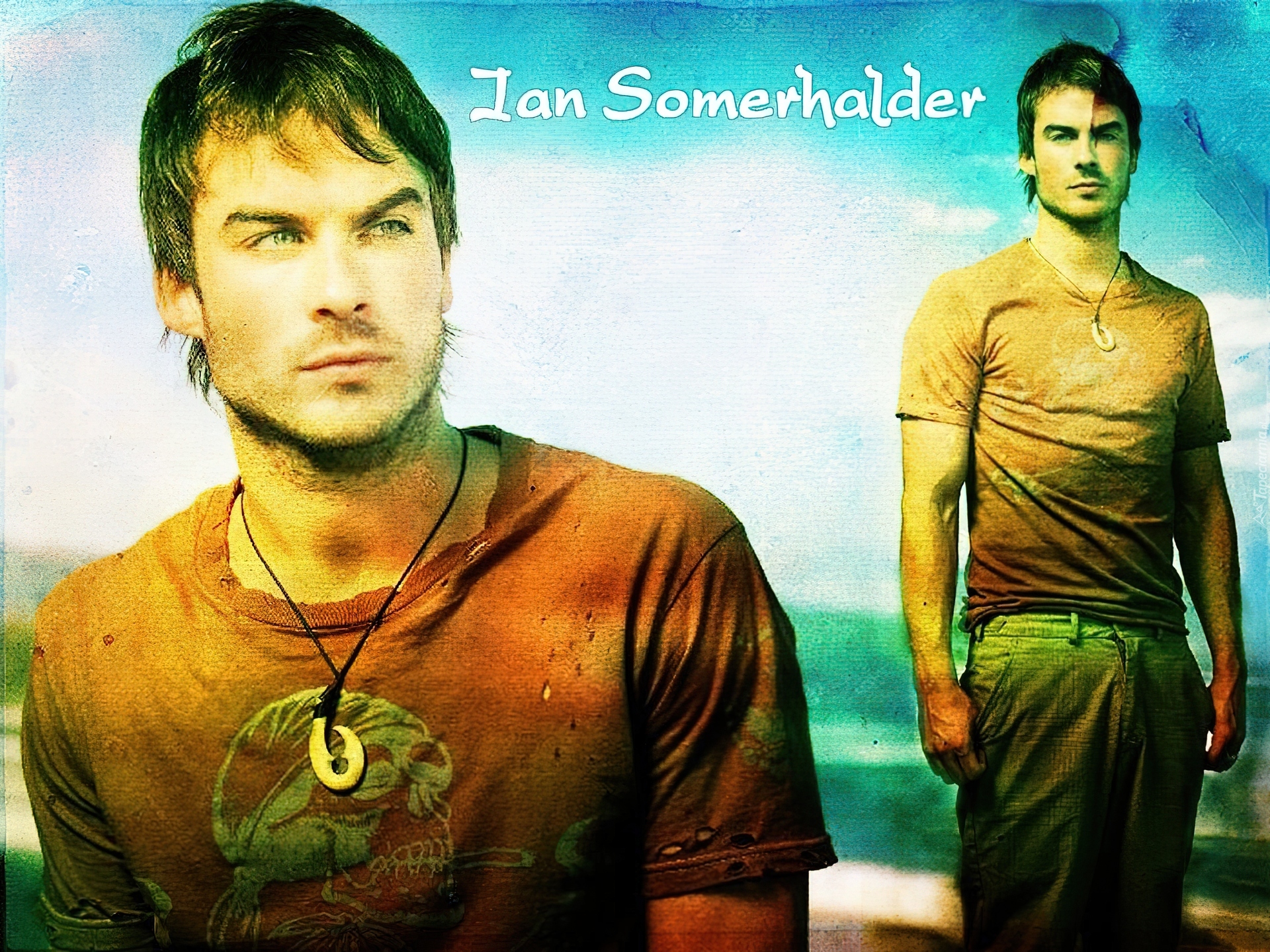 Filmy Lost, Ian Somerhalder, podarta, koszulka