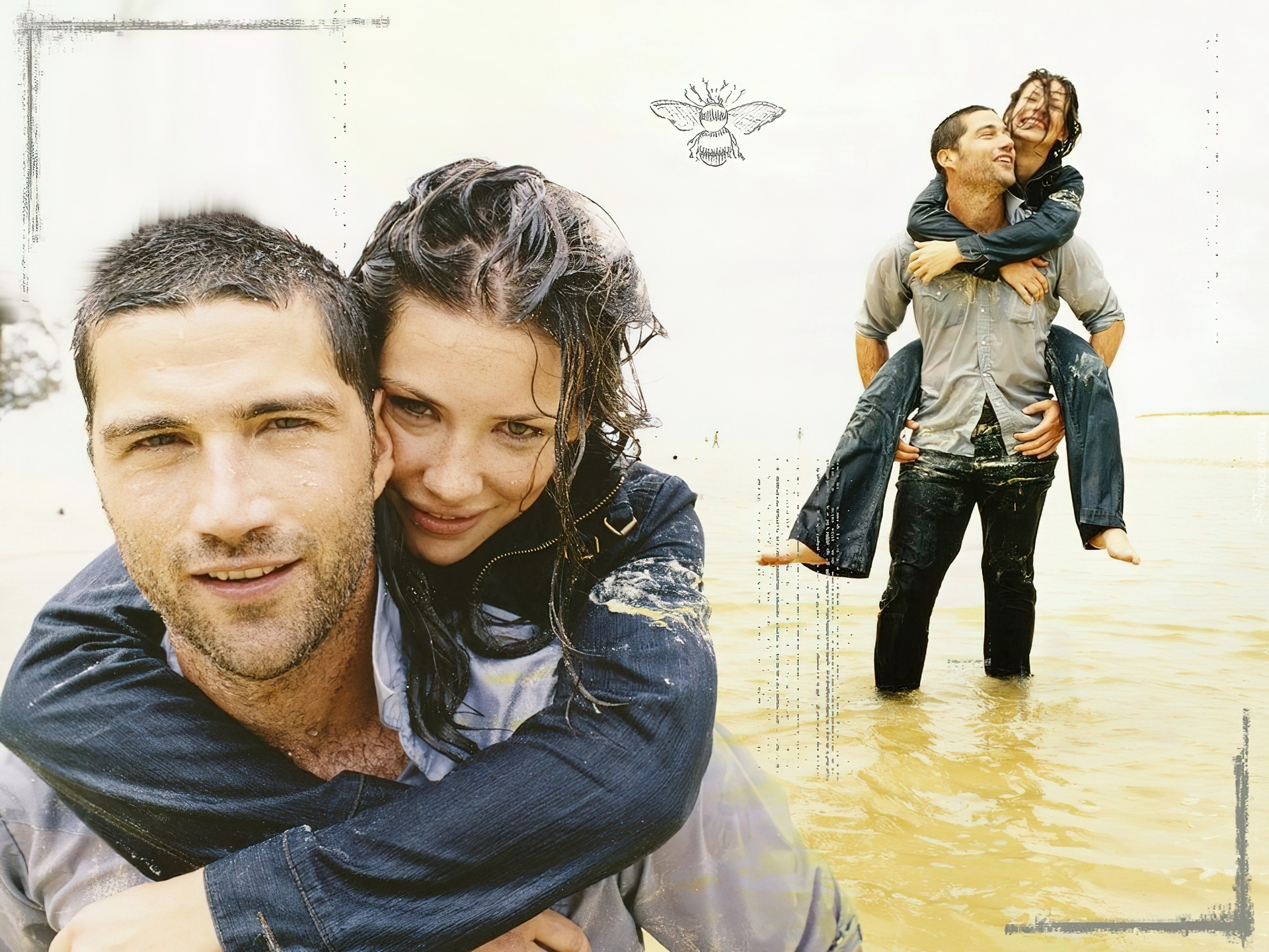 Filmy Lost, Evangeline Lilly, Matthew Fox, mokrzy