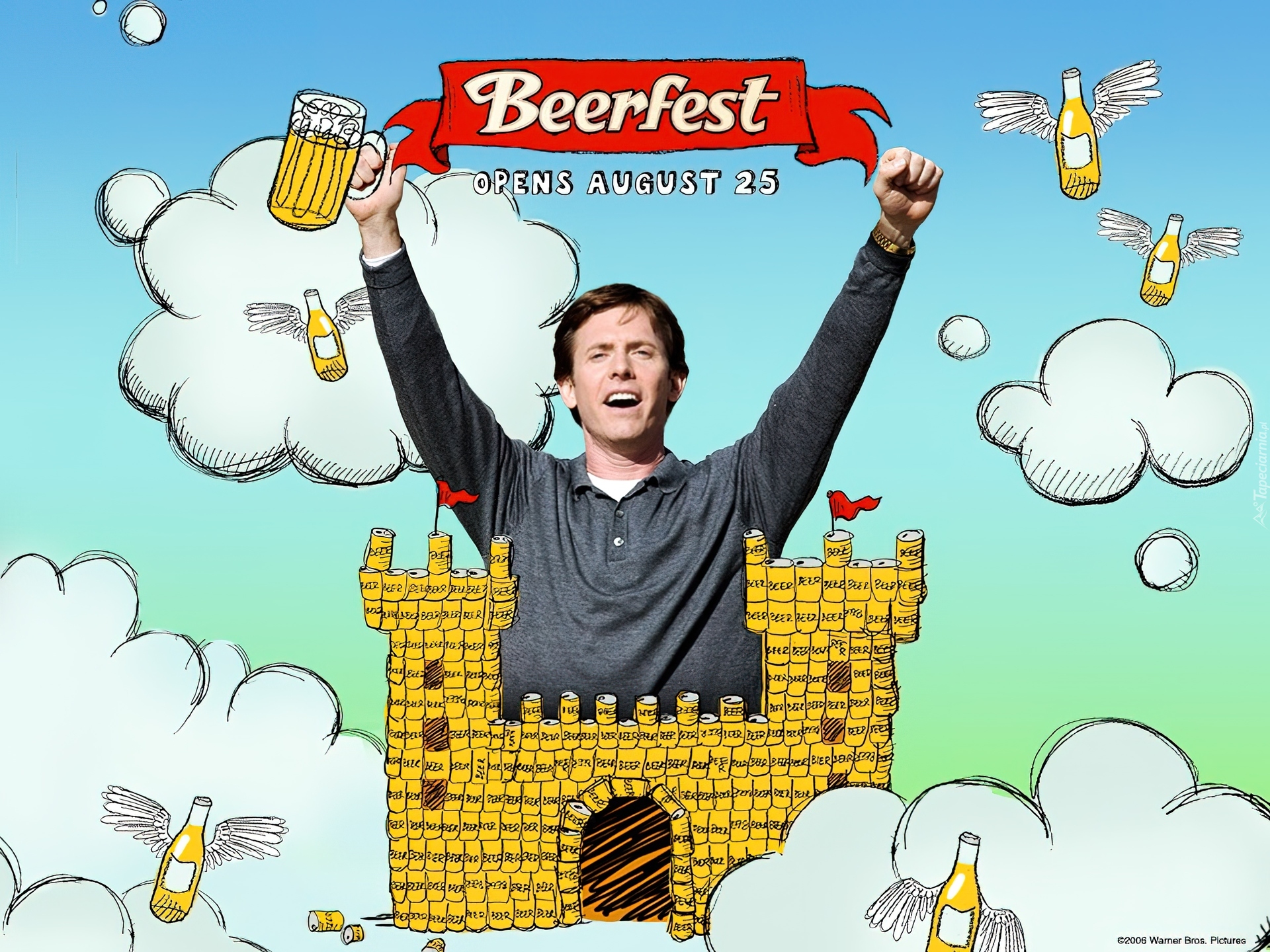 Beerfest, chmurki, piwo, mężczyzna