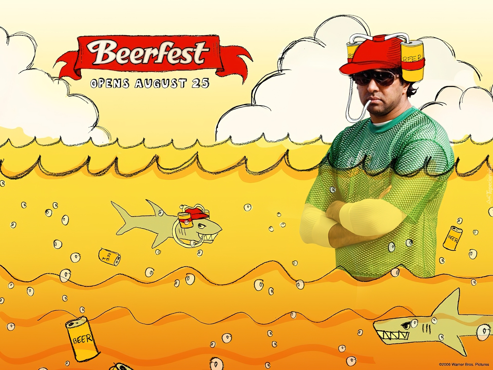 Beerfest, rekiny, woda, mężczyzna