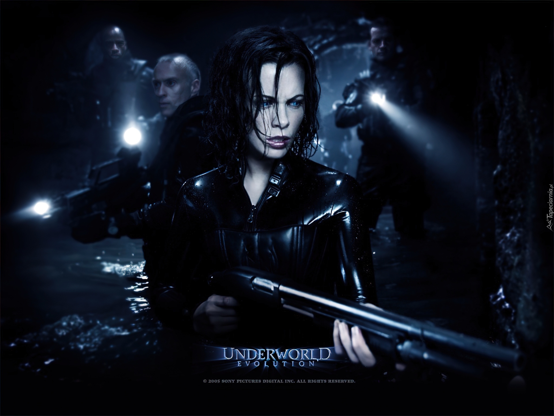 Underworld, tunel, broń, Kate Beckinsale