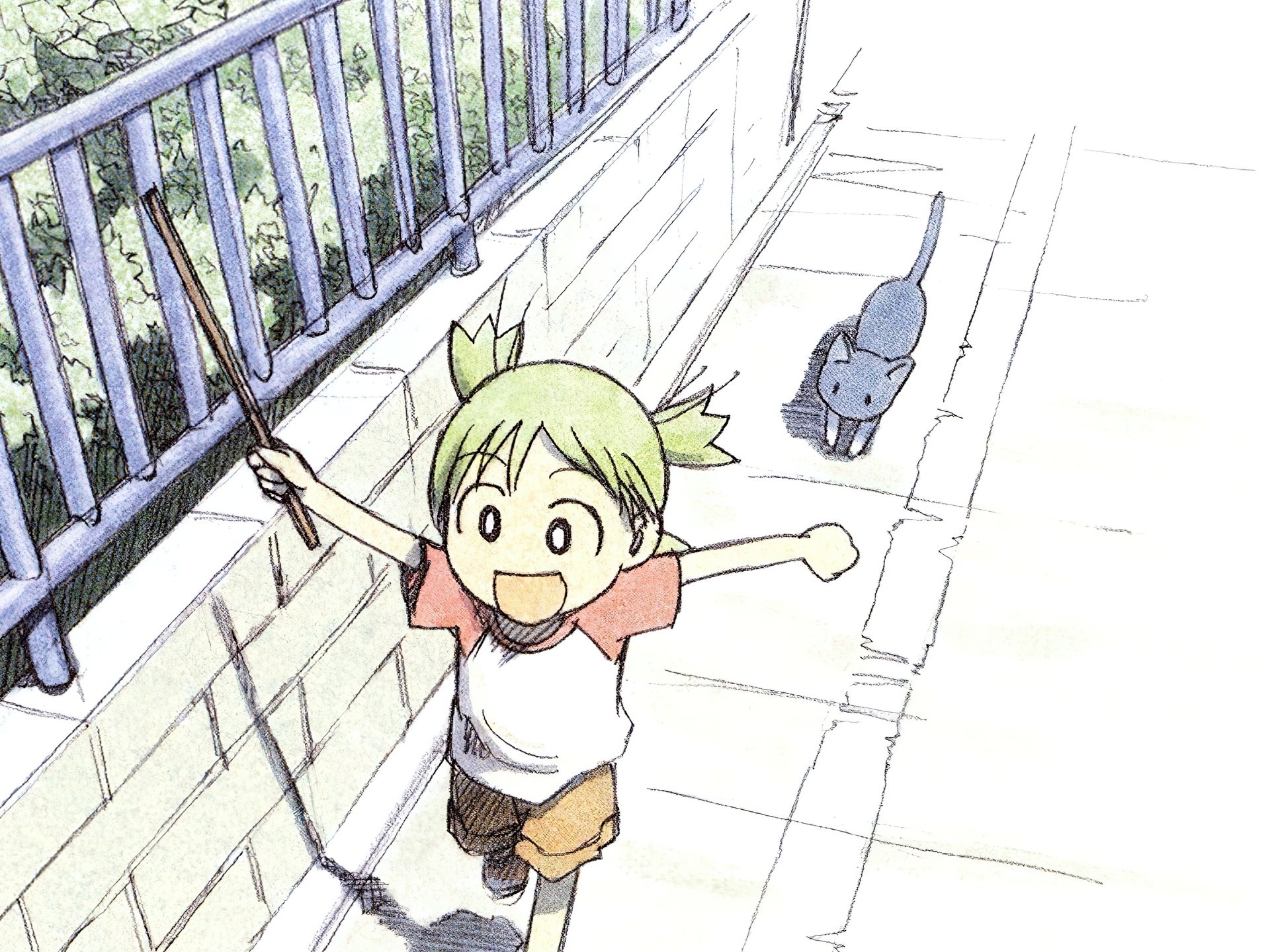 płot, dziecko, kot, Yotsubato