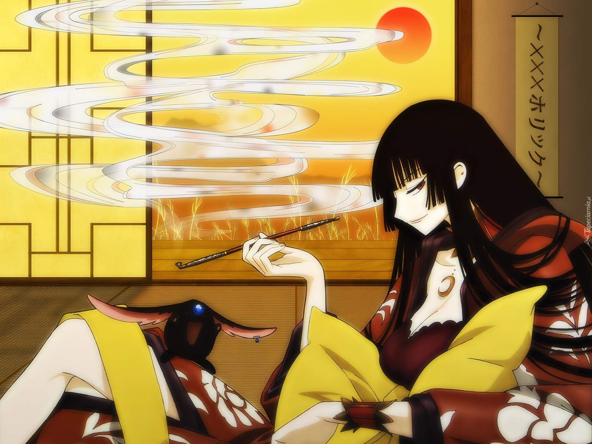 Xxxholic, fajka, kobieta, poduszka