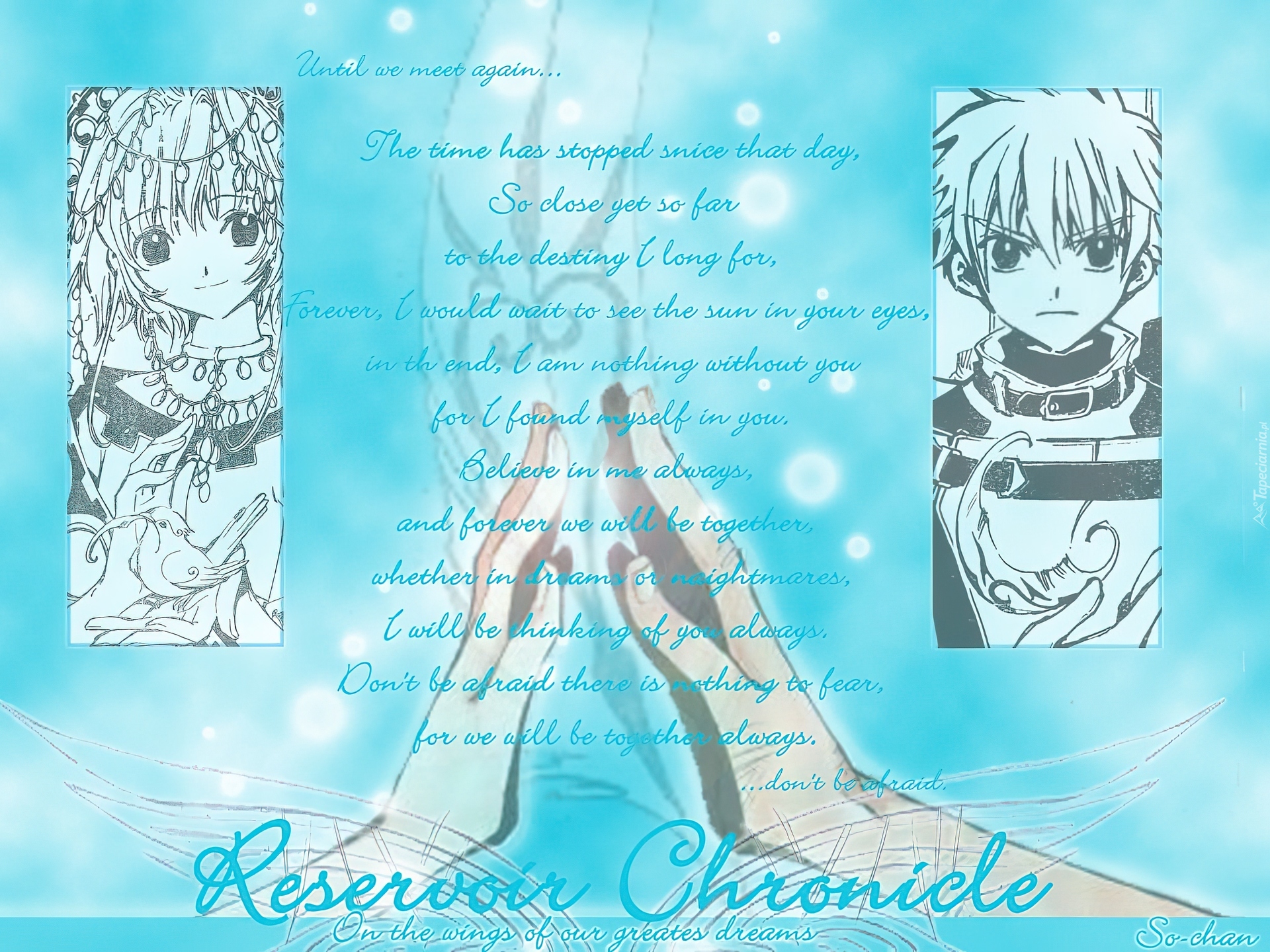 Tsubasa Reservoir Chronicles, dłonie, napisy, postacie