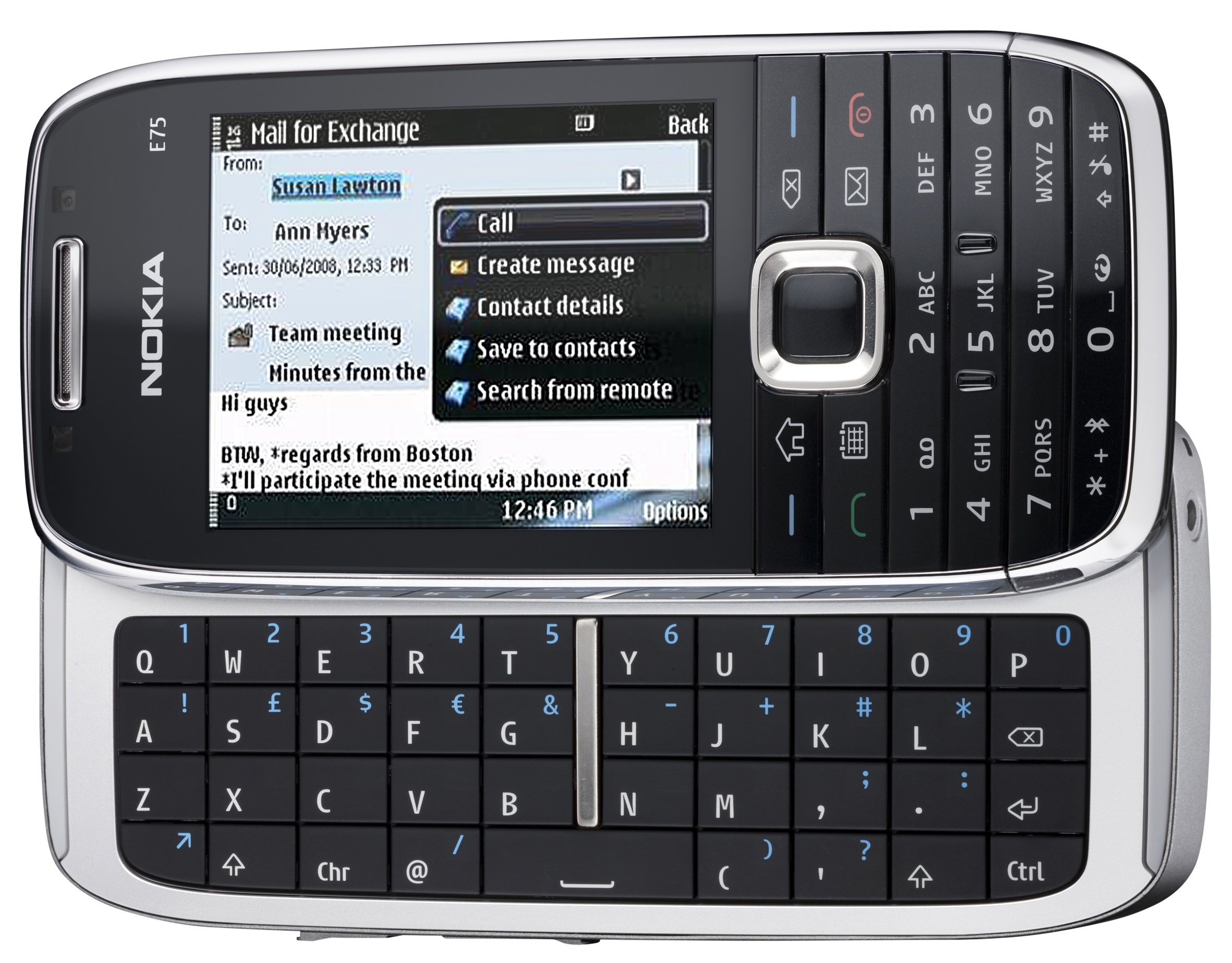 Nokia E75, Czarny, Srebrny