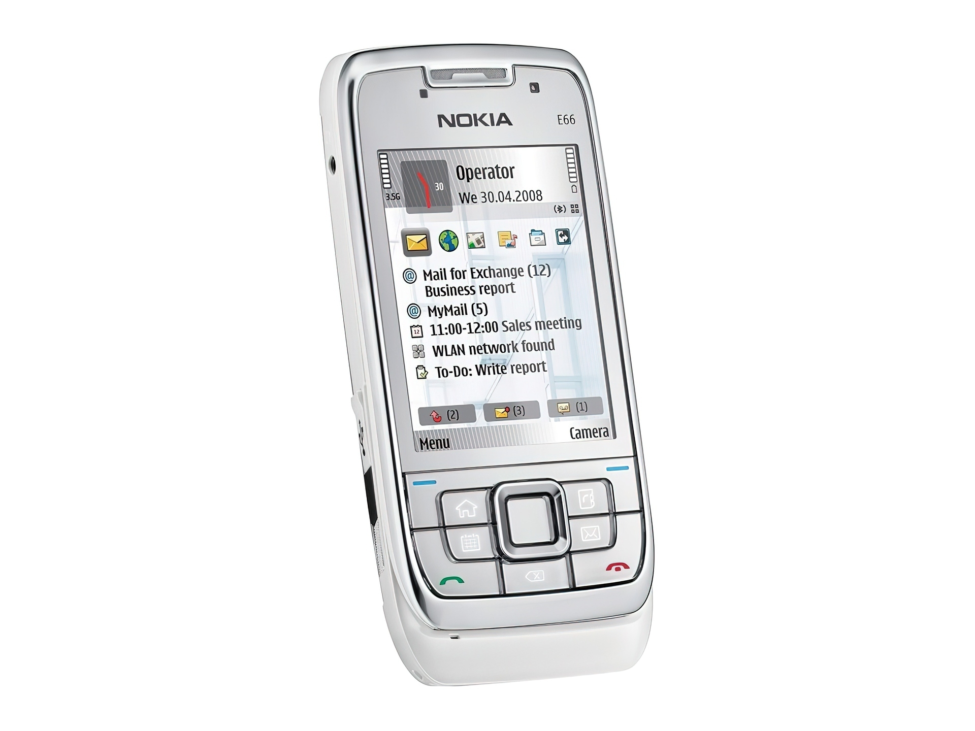 Nokia E66, Srebrny, 3.5G, Ekran