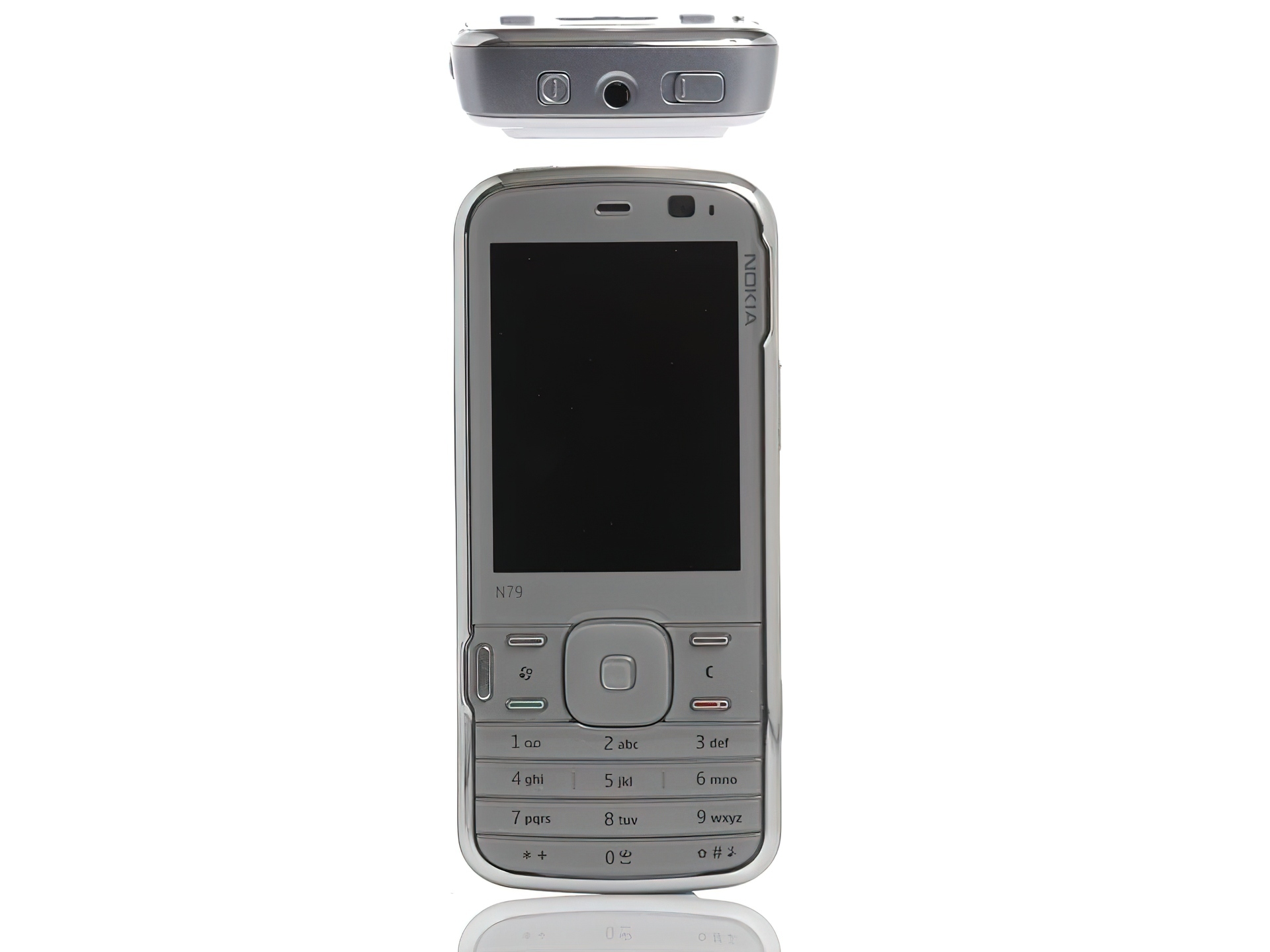 Nokia N79, Szara, Przód, Góra, Top