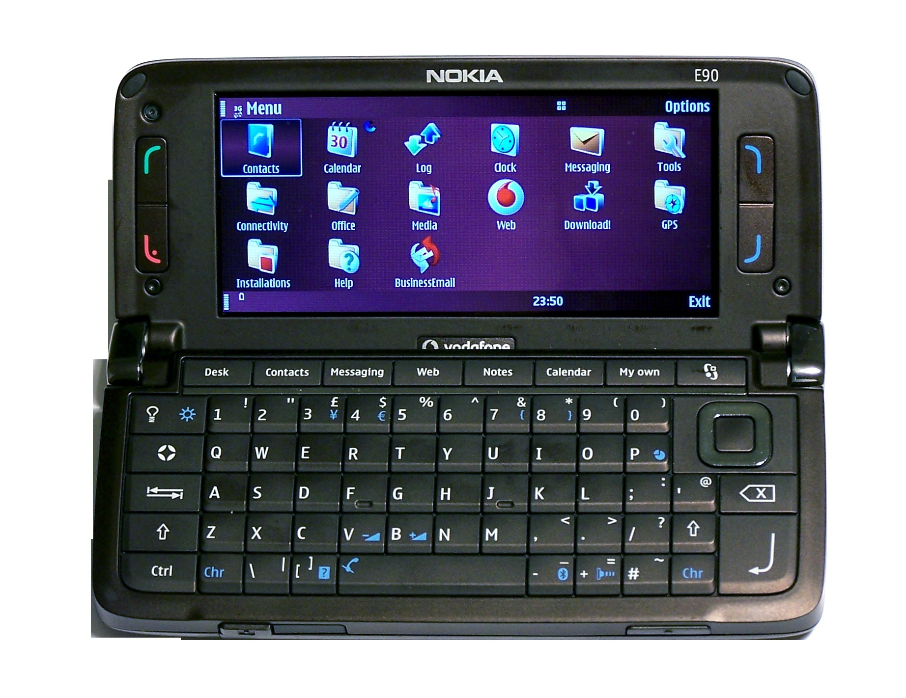 Nokia E90, Czarna, Otwarta, Menu