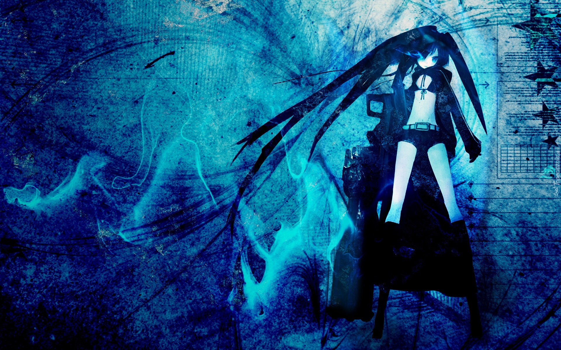 Black Rock Shooter, Czarne, Włosy