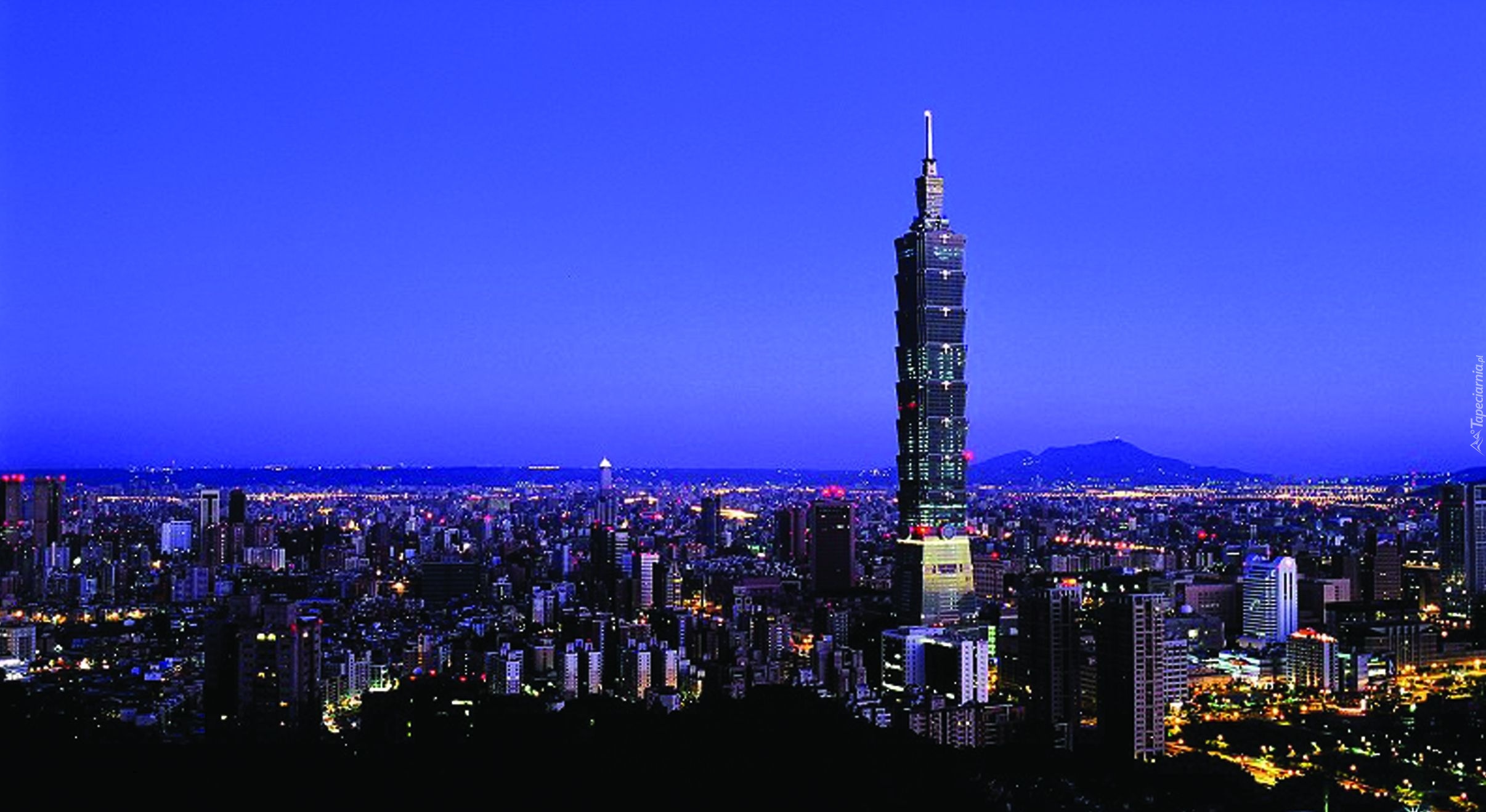 Tajwan, Tajpej, Wieżowiec Taipei 101, Wieczór