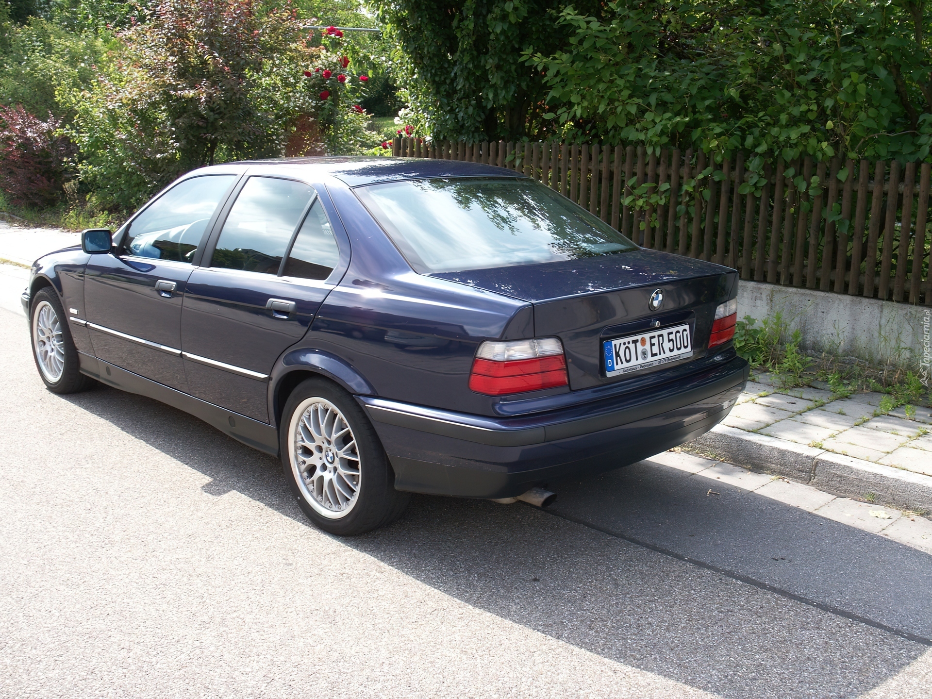 Granatowy, BMW 3, E36, Widok, Lewy, Tył