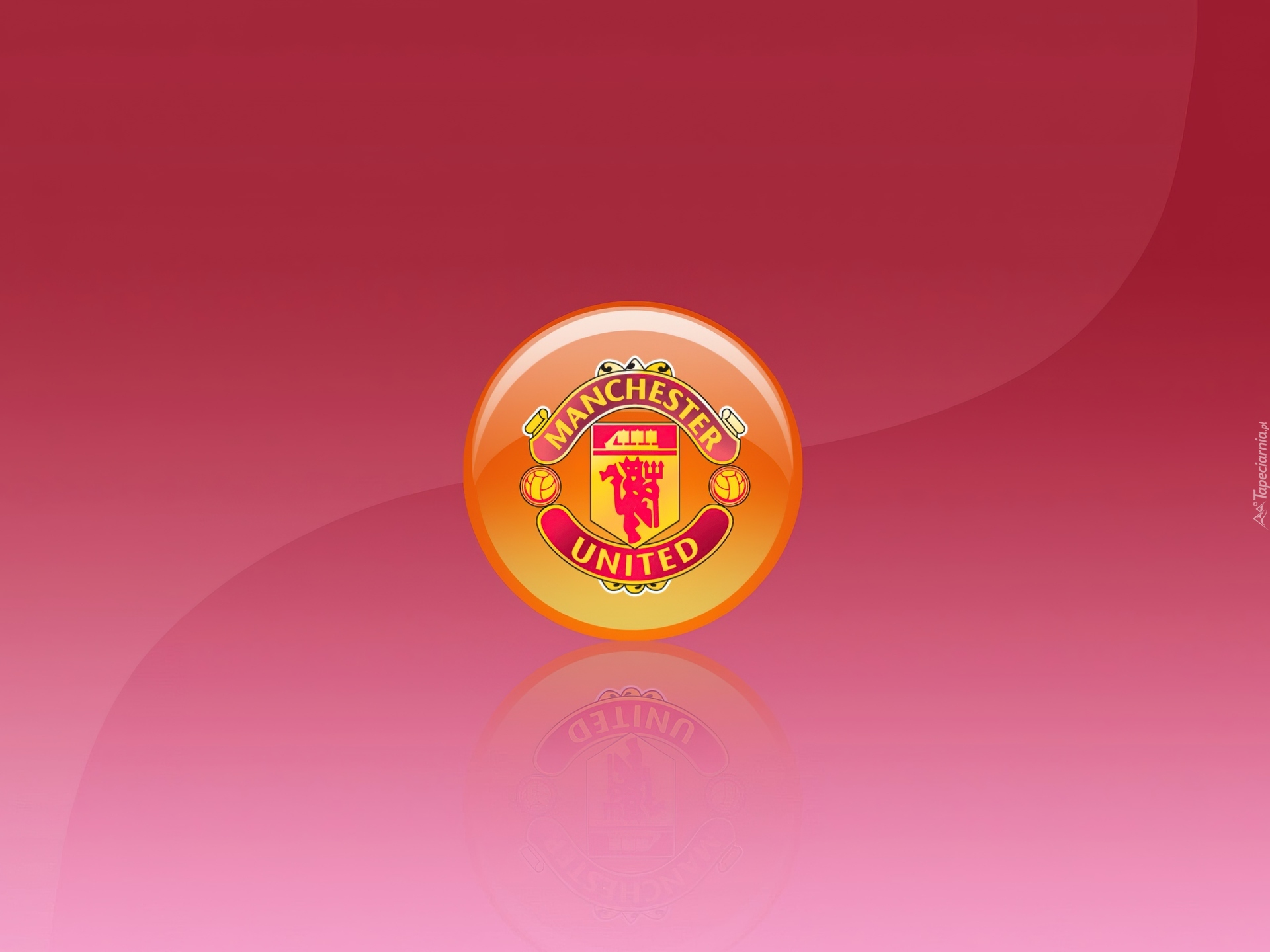 Manchester United, Logo, Czerwony, Różowy