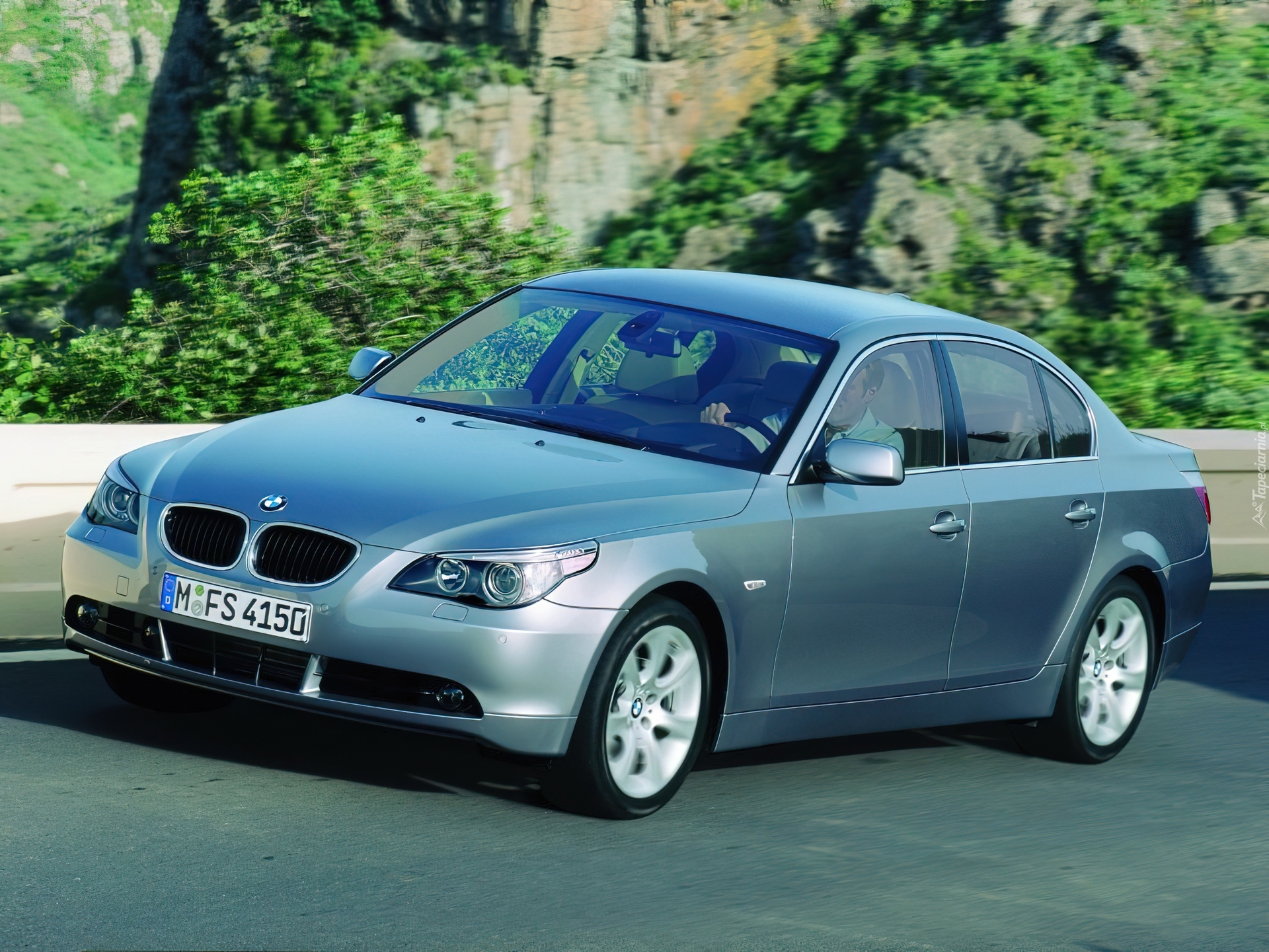 BMW 5, Silver, E60, Droga, Góry