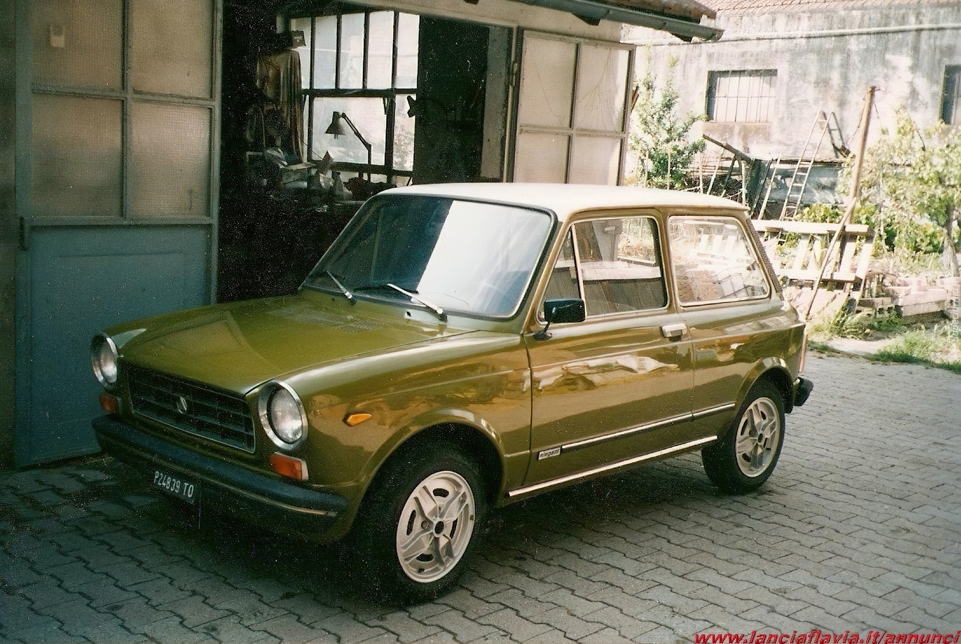 Zielony,Autobianchi A112, Biały, Dach, Warsztat