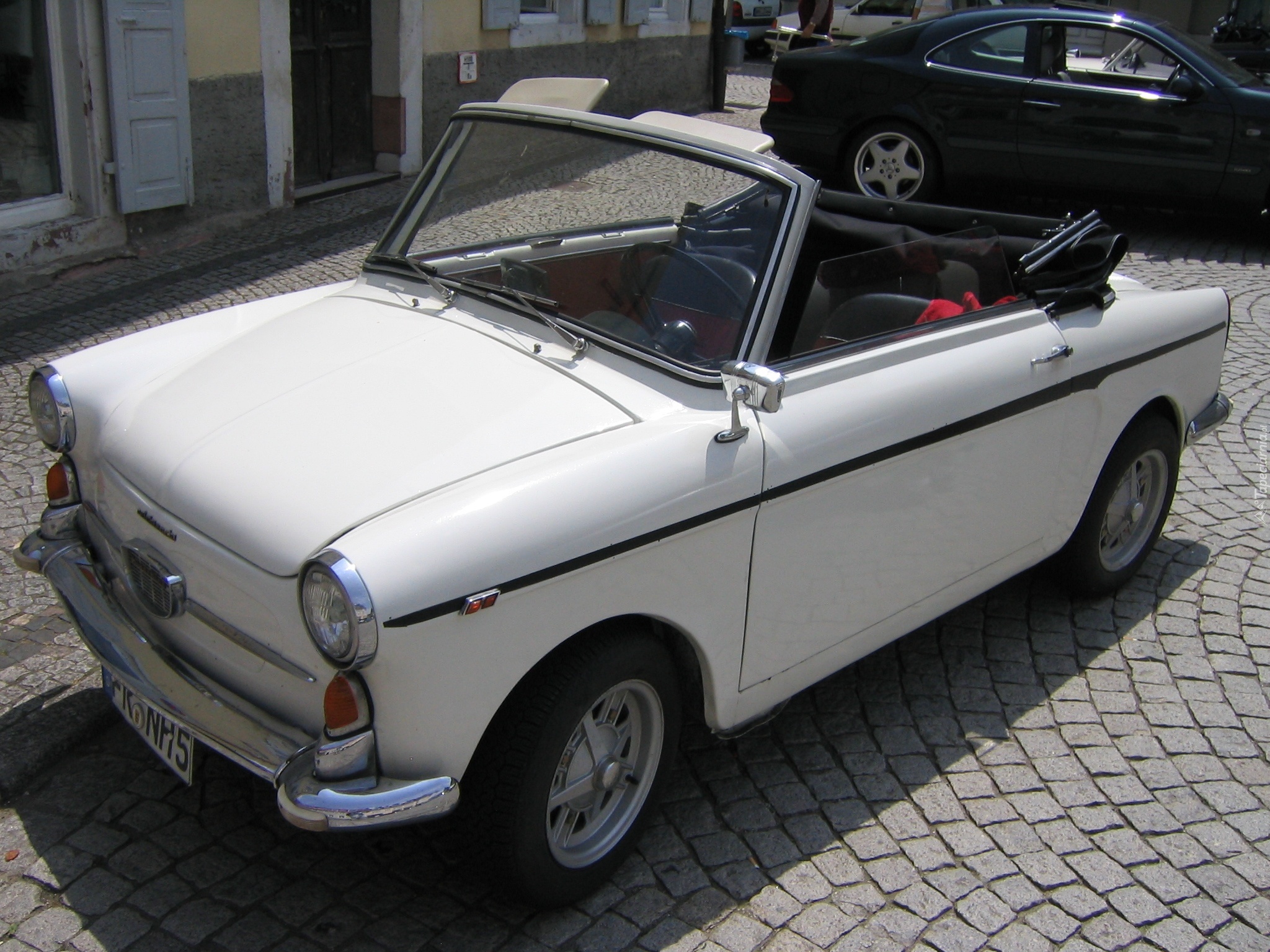 Biały, Kabriolet, Autobianchi Bianchina, Rozkładany, Dach