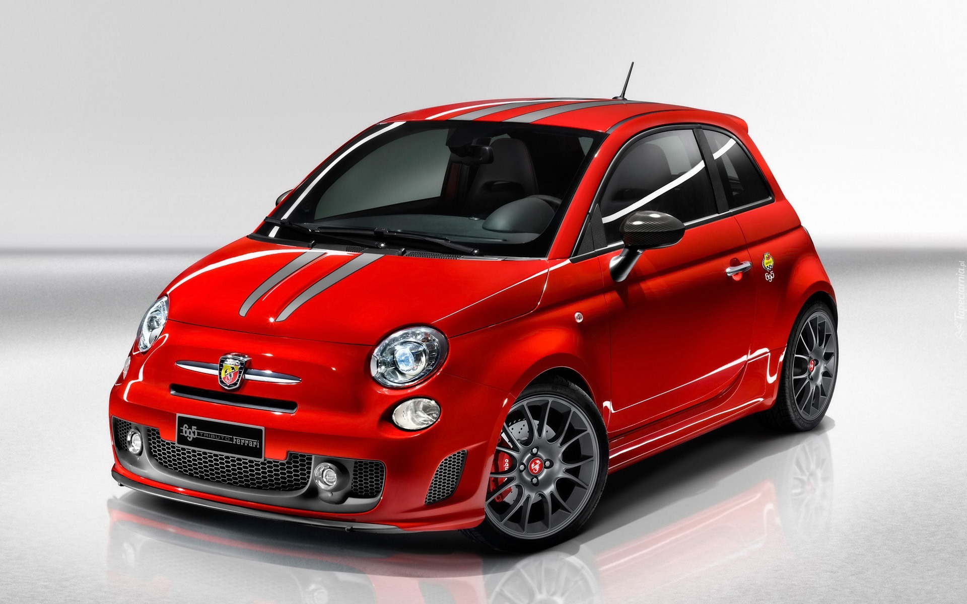 Czerwony, Abarth 500, Pasy, Felgi