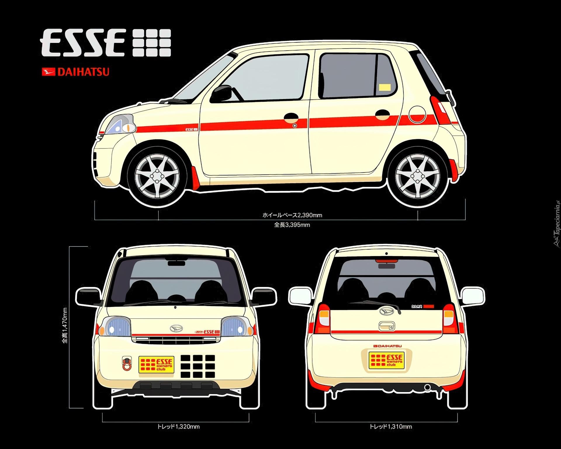 Daihatsu Esse, Wymiary