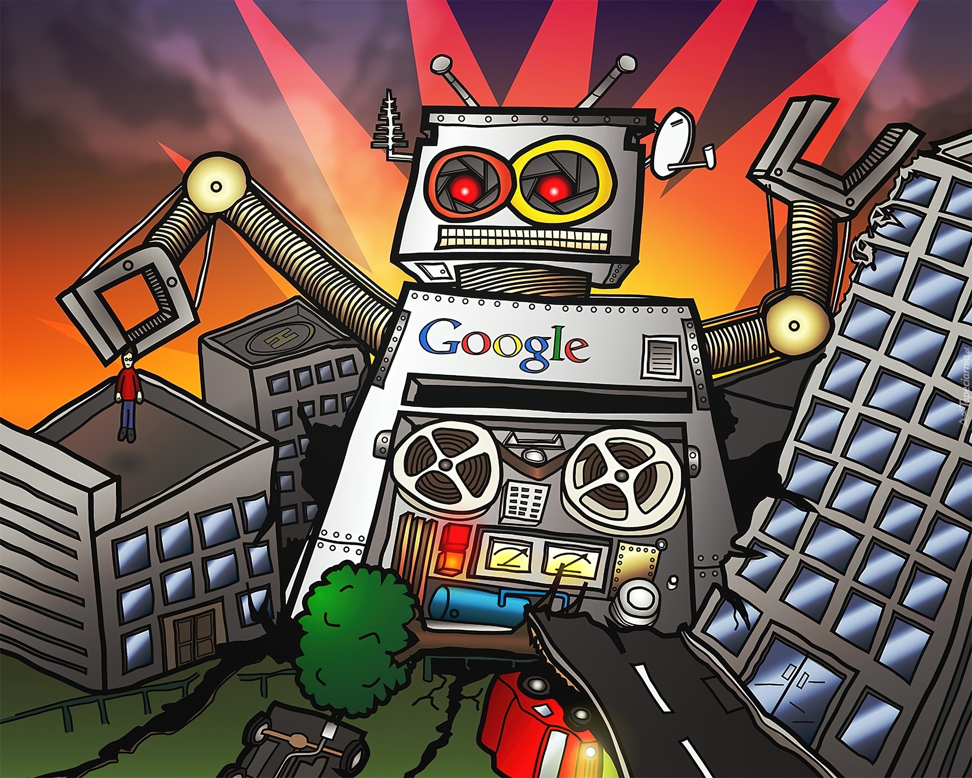 Robot, Miasto, Google