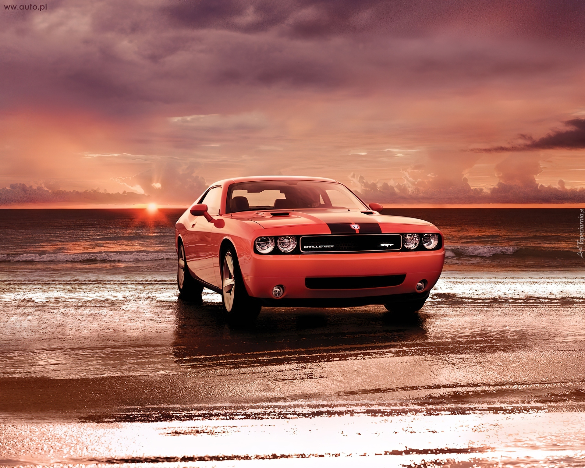 Dodge Challenger, Plaża, Morze