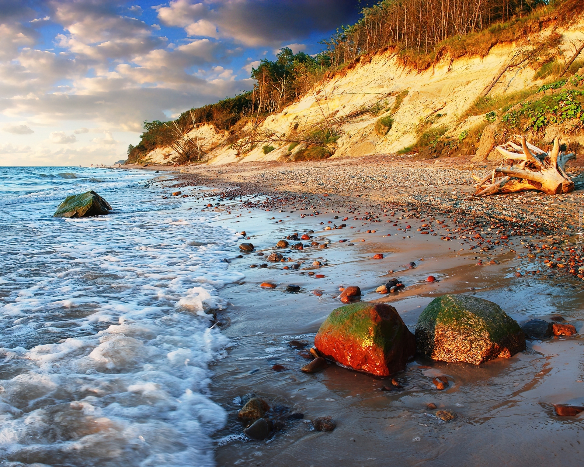 Oświetlone, Wybrzeże, Morze, Plaża