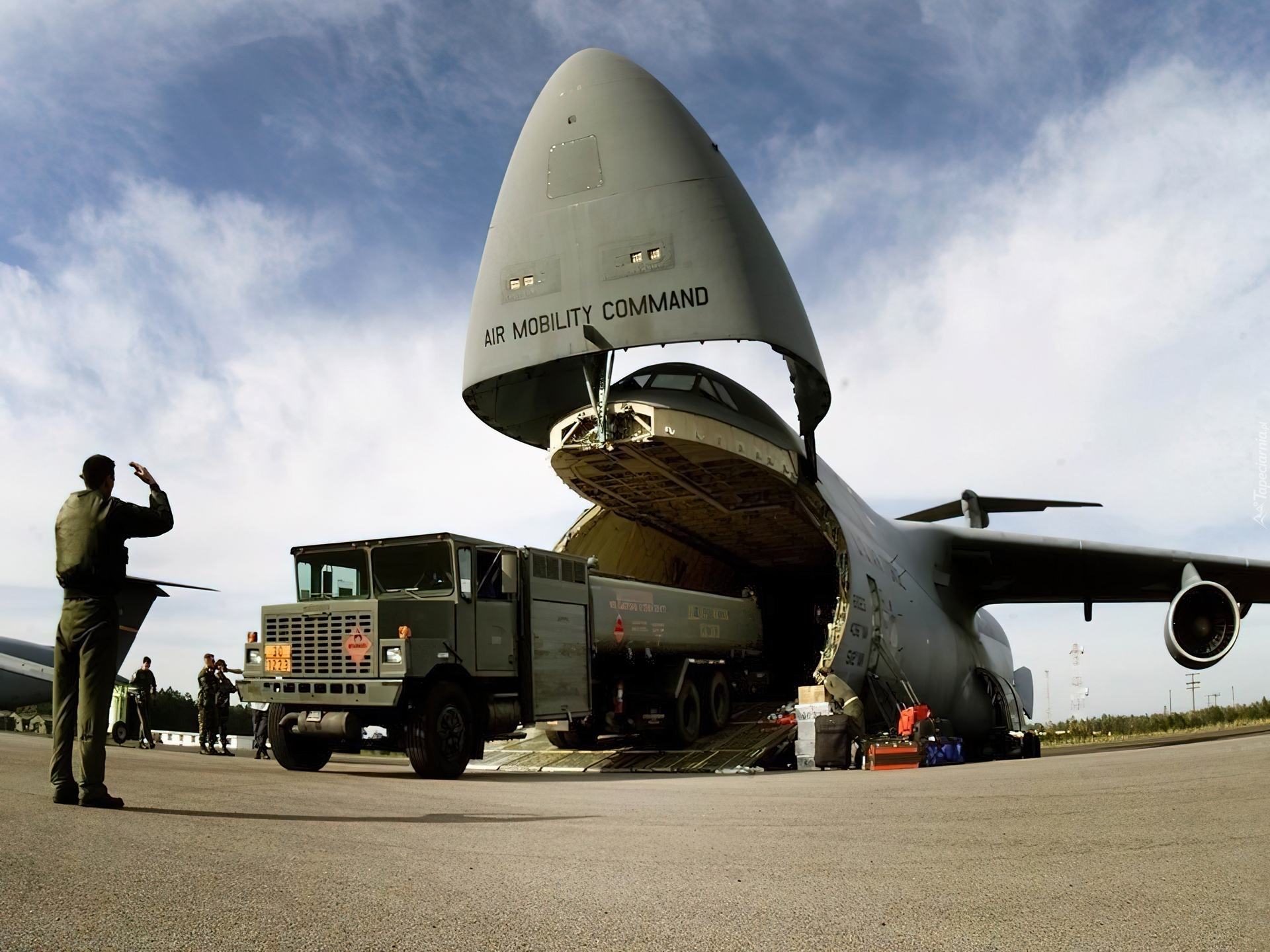 Samolot, Transportowy, Wyładunek, C-5 Galaxy