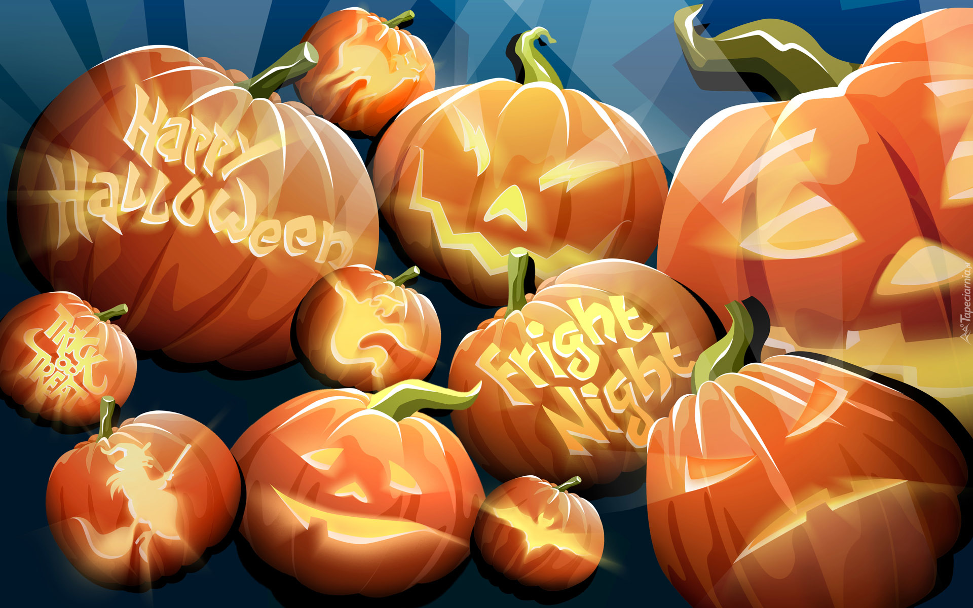 Dynie, Blask, Happy, Halloween