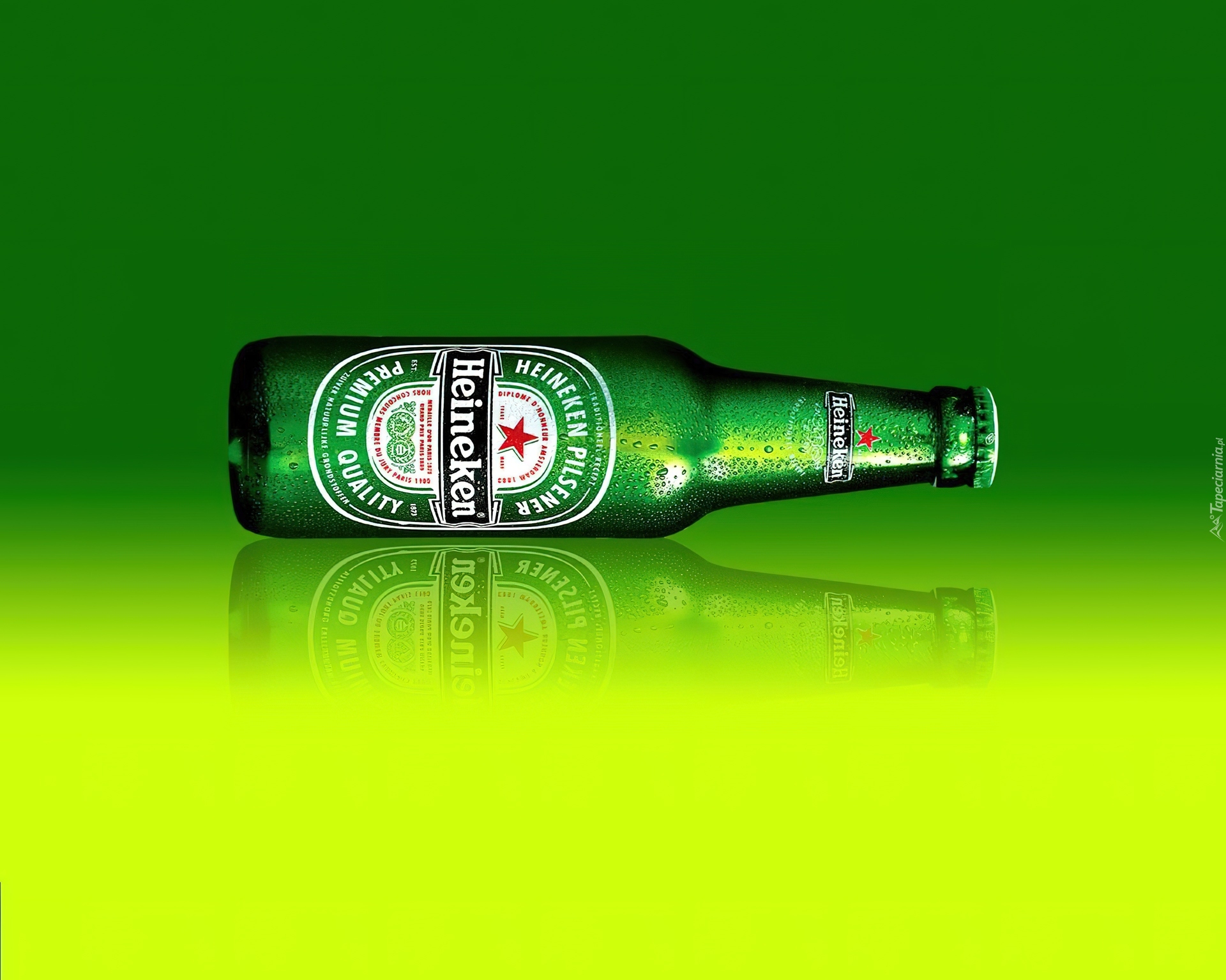 Butelka, Heineken, Zielono, Żółte, Tło