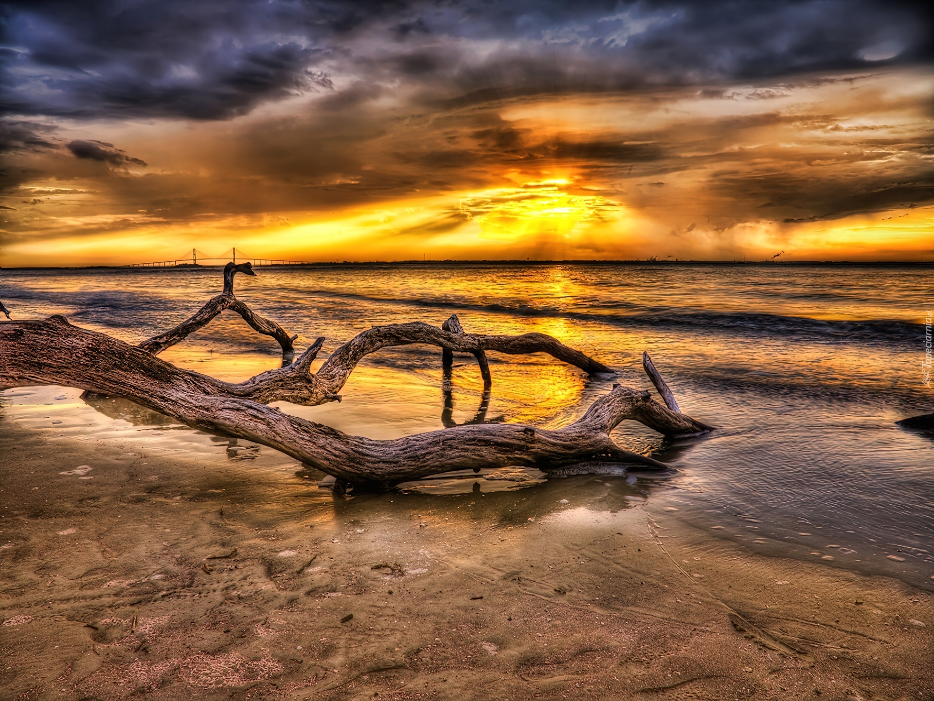 Zachód, Słońca, Plaża