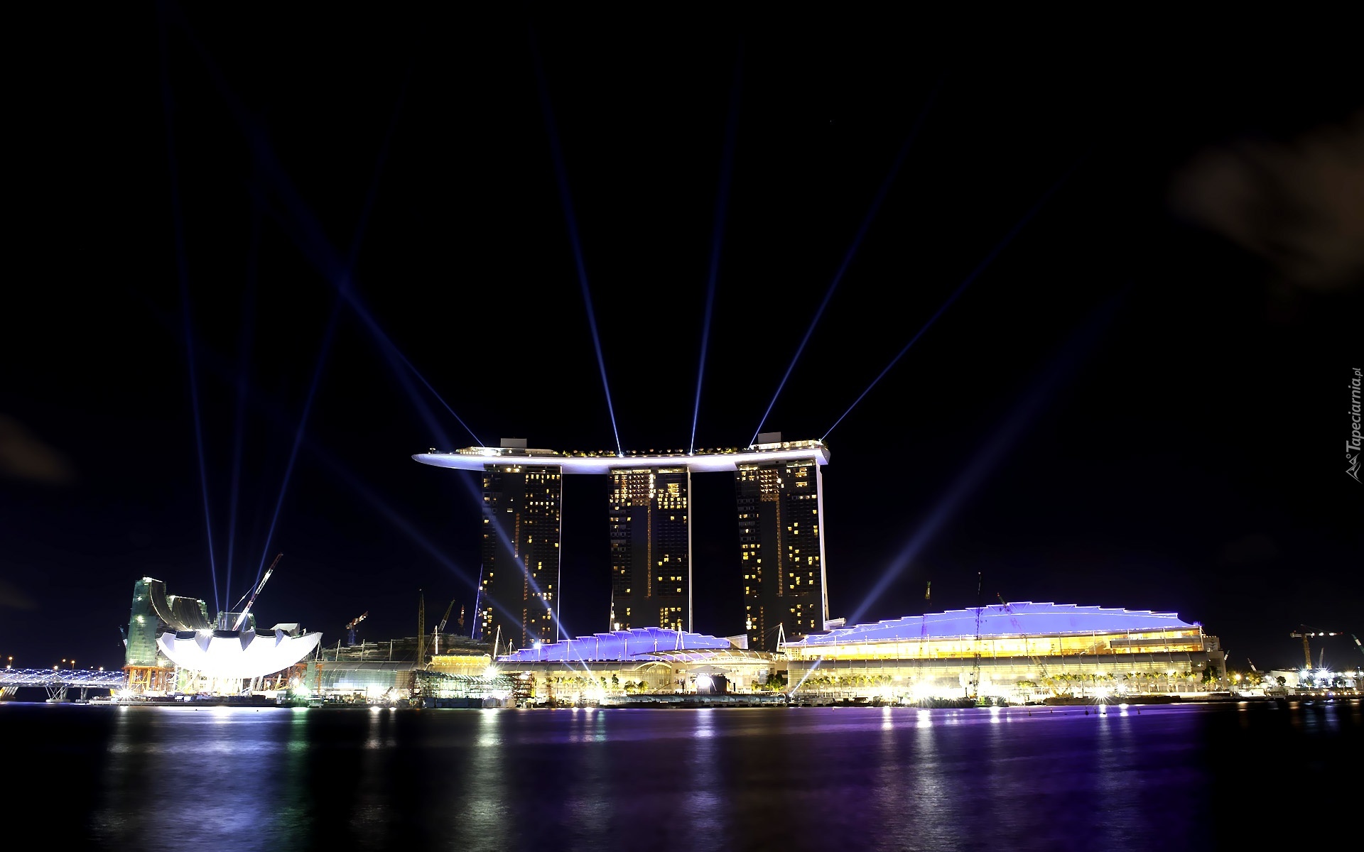 Singapur, Marina Bay Sands, Panorama, Nocą