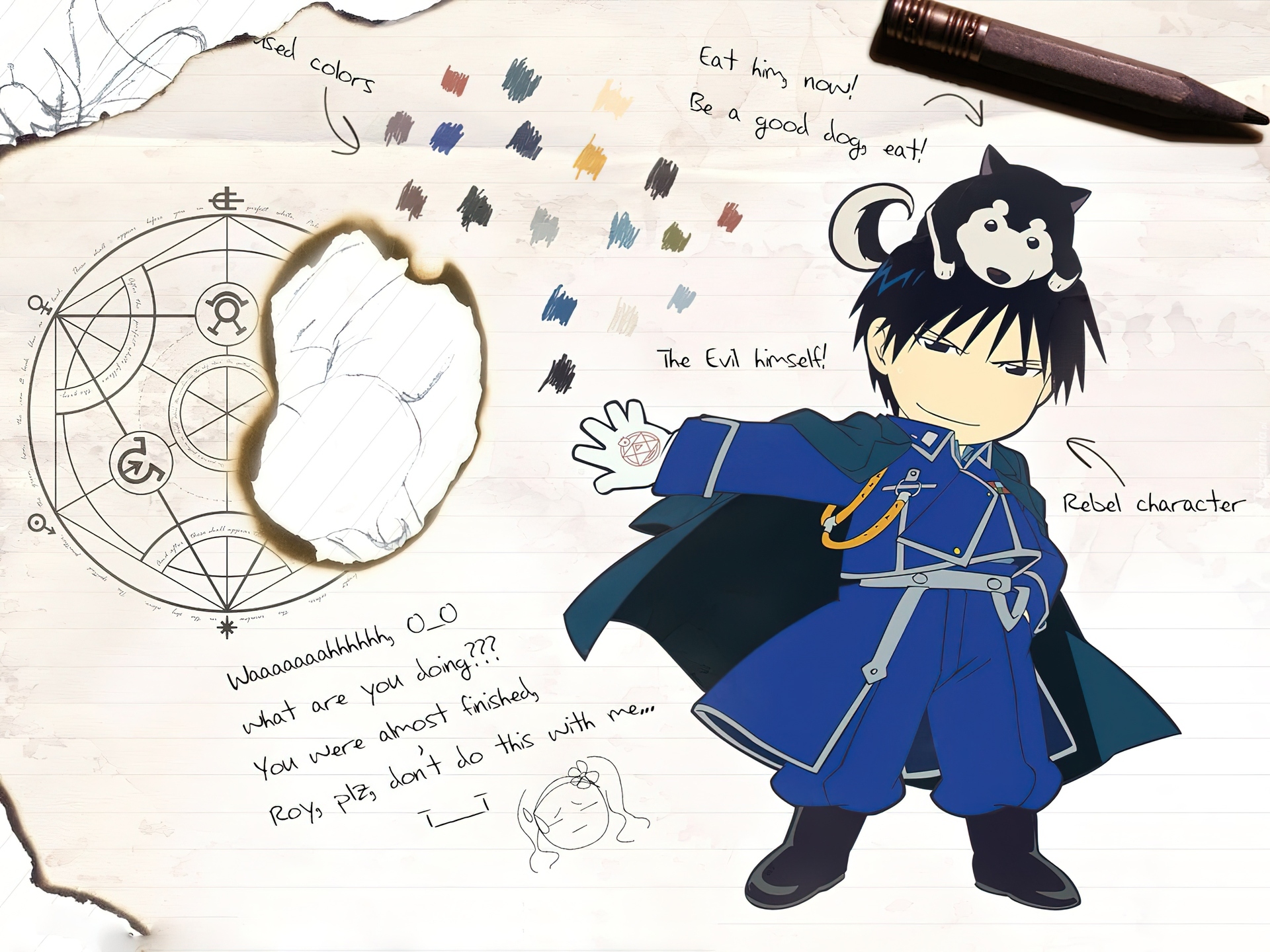 Roy Mustang, Haski, Ołówek