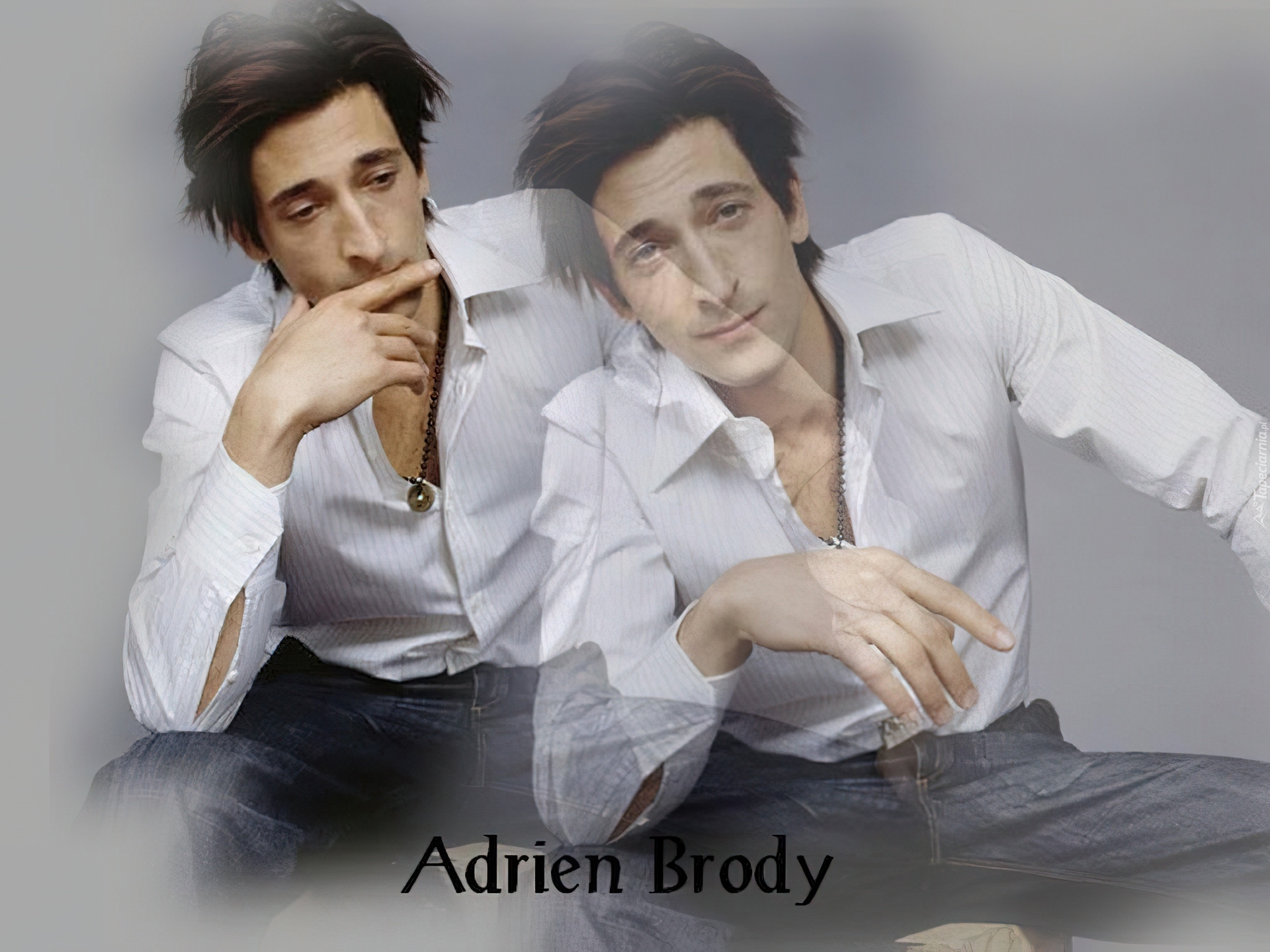 Adrien Brody, Biała, Koszula, Naszyjnik