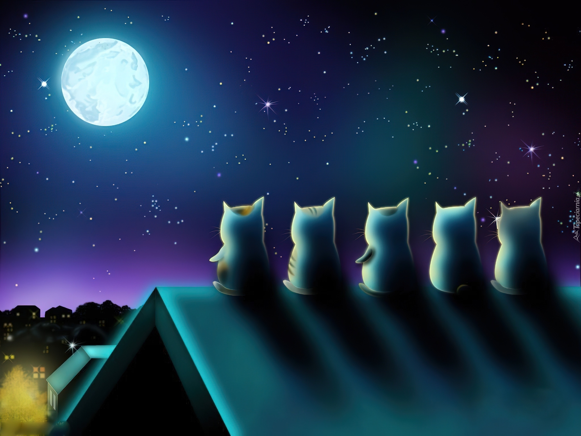 Спокойной ночи темные ночи. Коты на крыше. Ночной кот. Лунные коты. "Лунный кот".