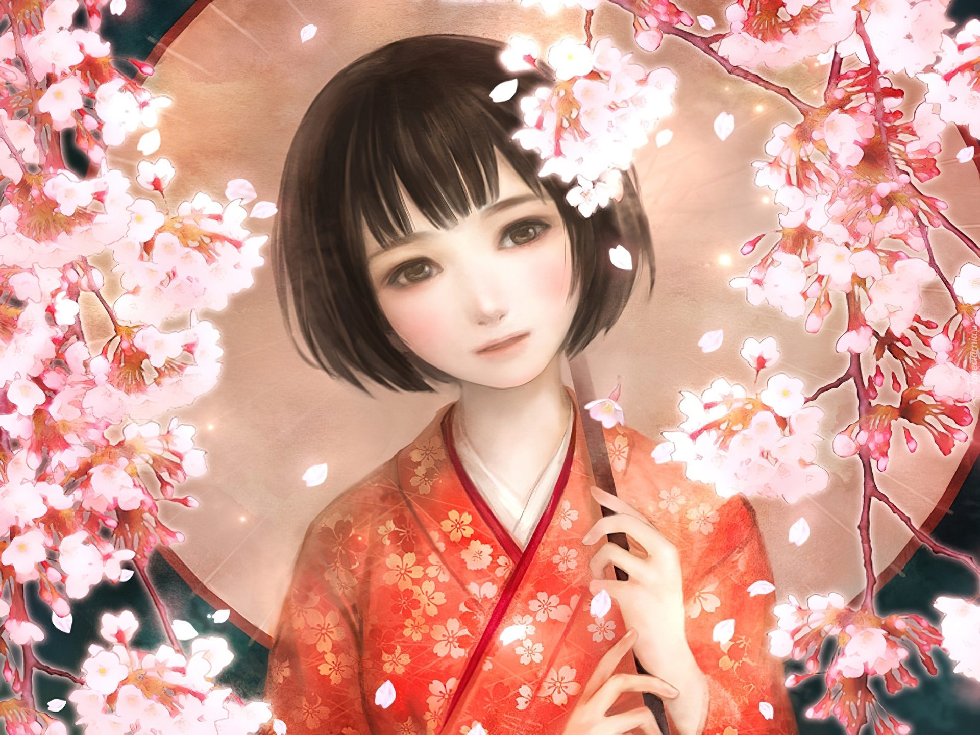 Dziewczynka, Parasol, Kimono