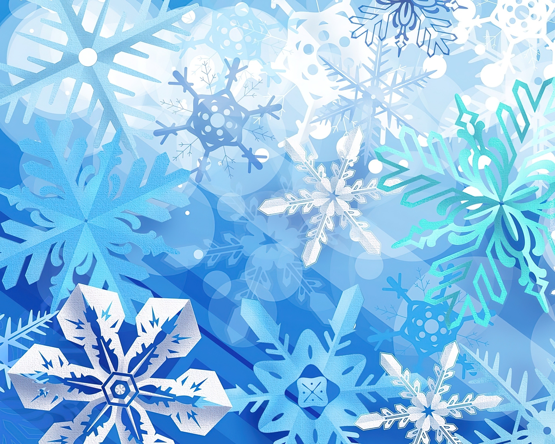 Jasne, Niebieskie, Wzory, Śnieżynki