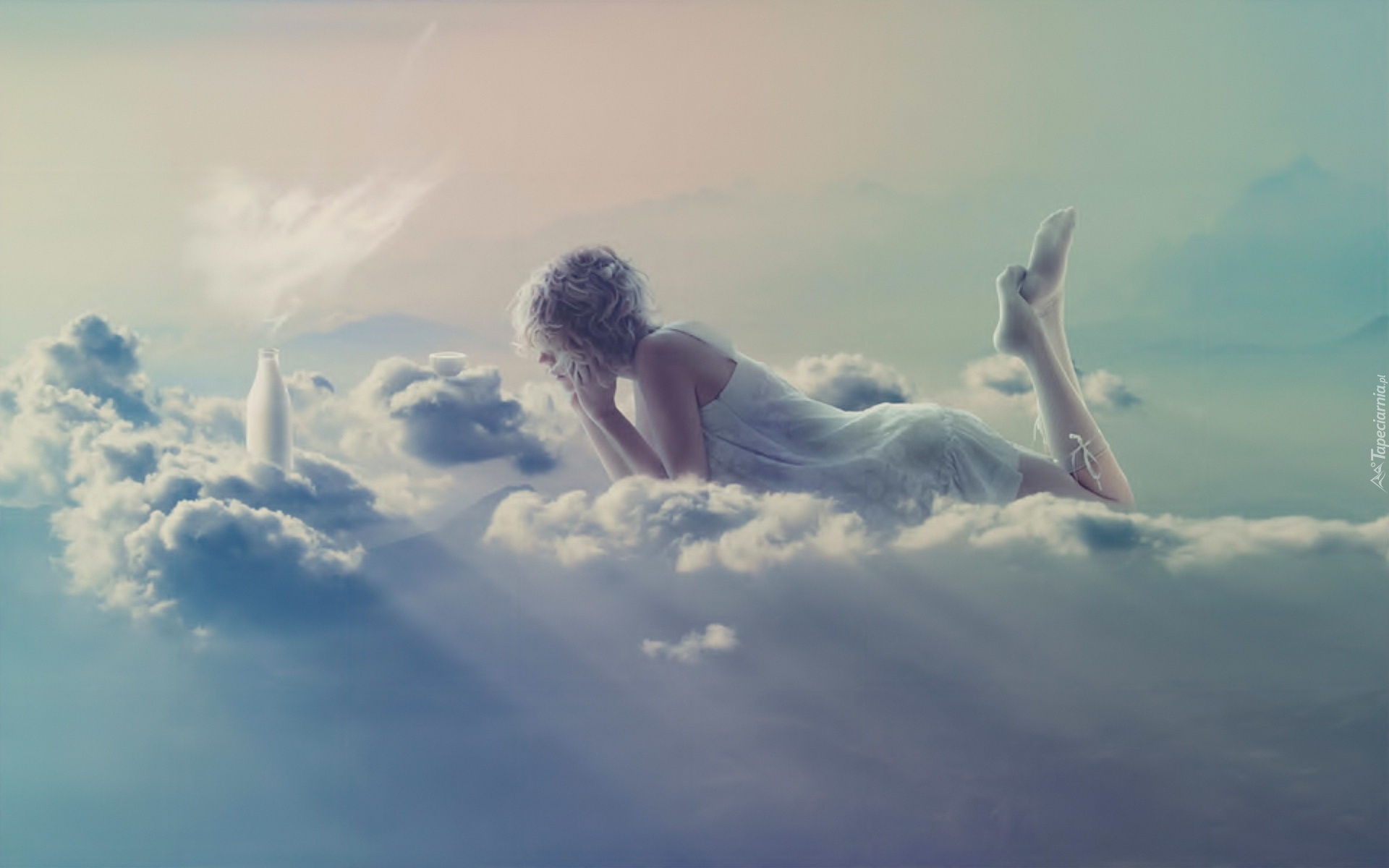 Chmury, Anioł, Kobieta
