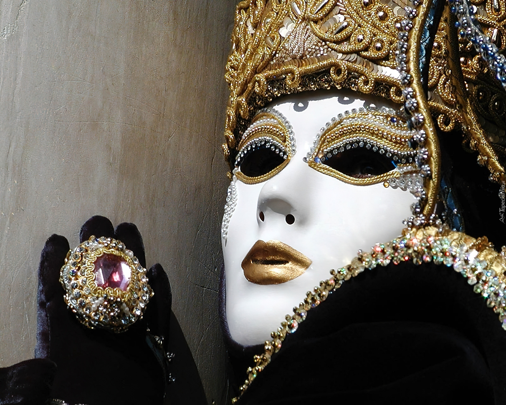 Maska, Wenecka, Medalion, Dłonie
