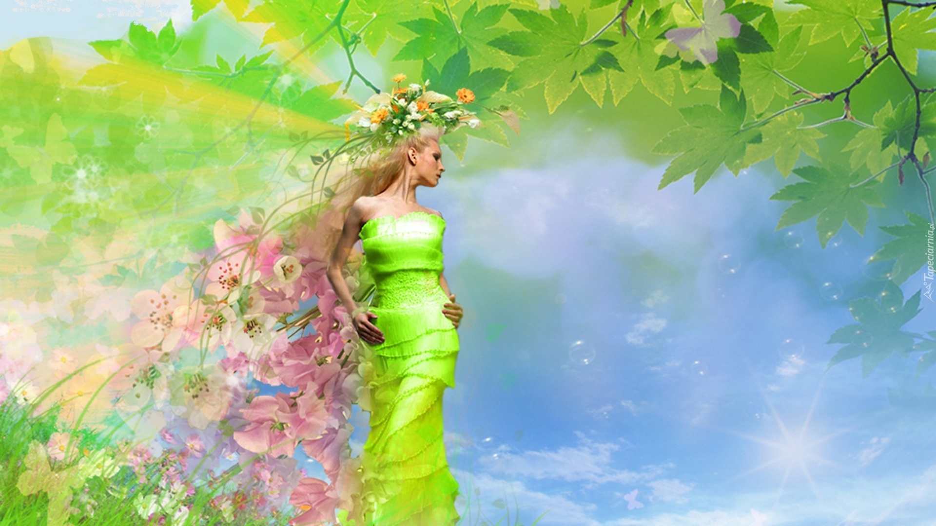 Образ человека времена года. Зеленовласая богиня весны. Женщина лето.