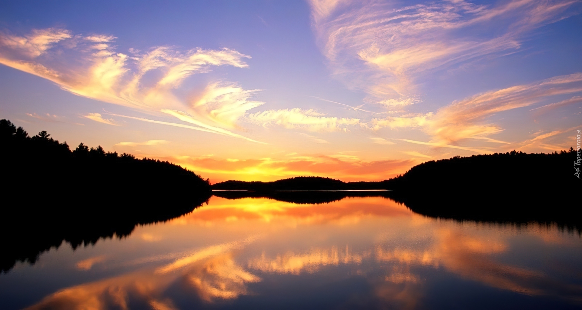 Zachód, Słońca, Quetico Lake