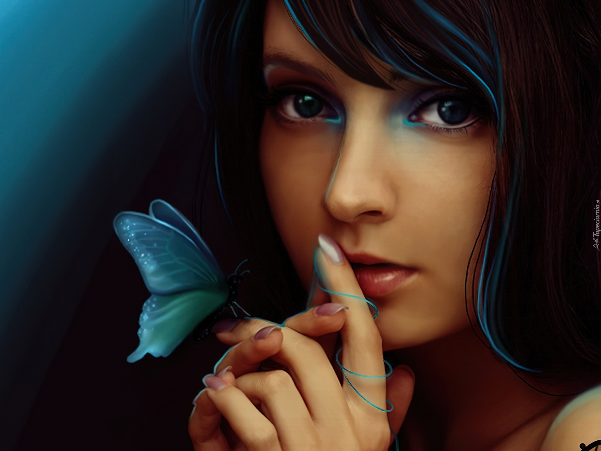 Dziewczyna, Motyl, Grafika