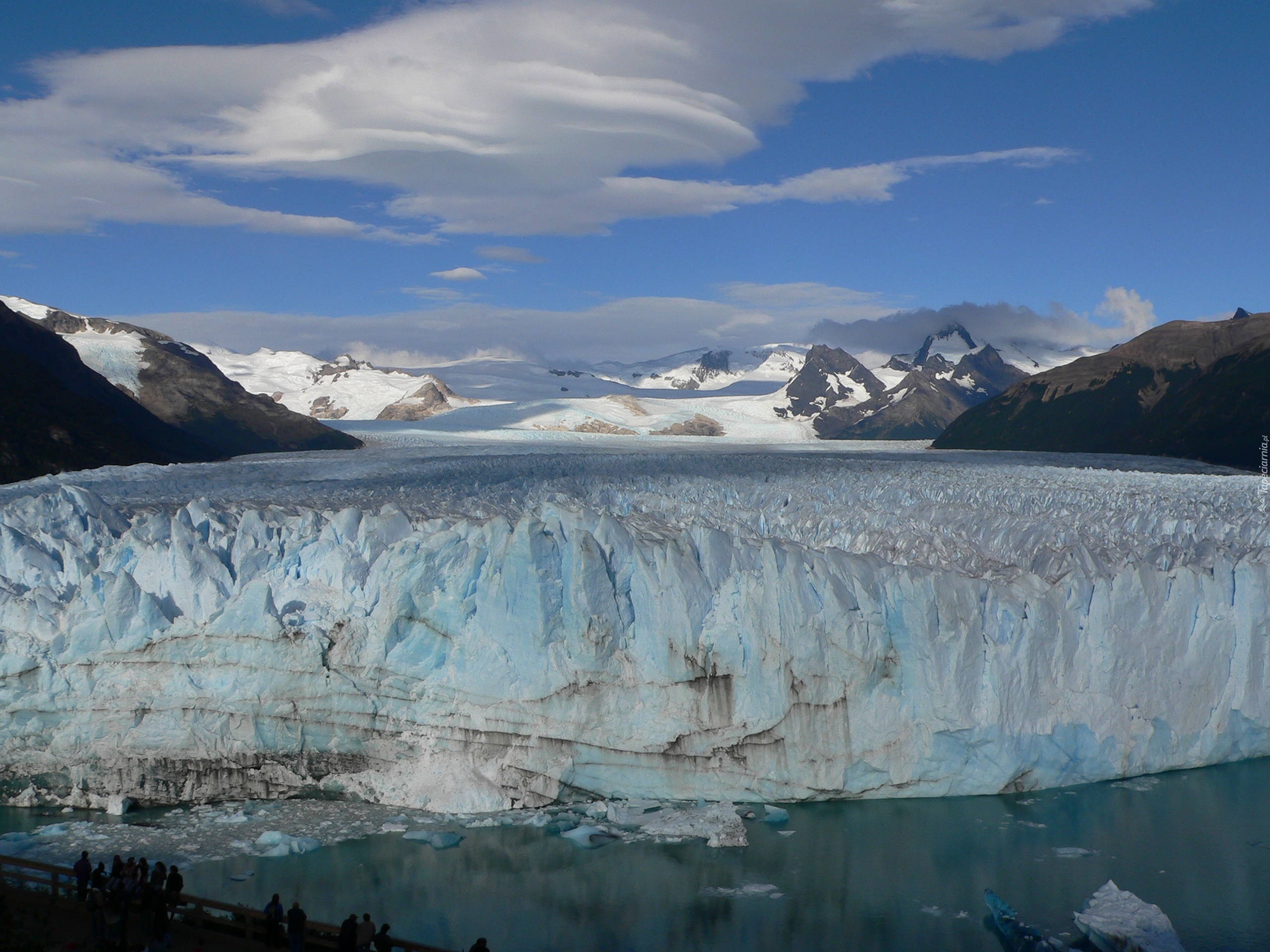 Lodowiec, Perito Moreno, Jezioro, Lago Argentino, Góry, Drzewa, Park Narodowy Los Glaciares, Prowincja Santa Cruz, Argentyna