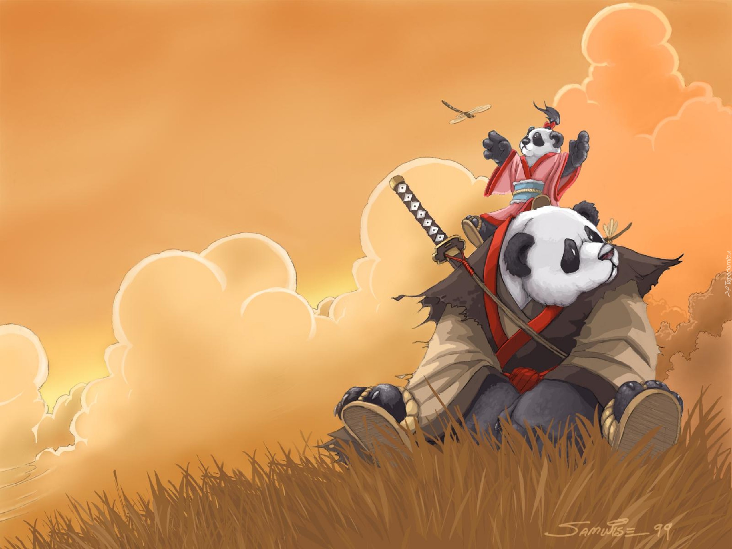 Panda, Samurai, Katana