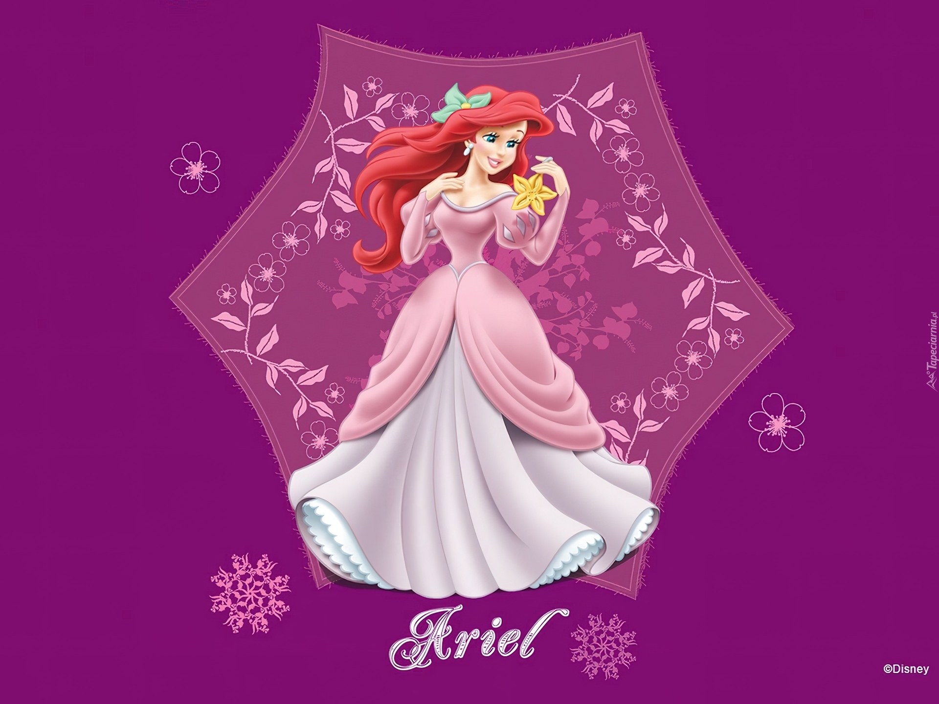 Mała Syrenka, The Little Mermaid, Ariel, Suknia, Kwiat