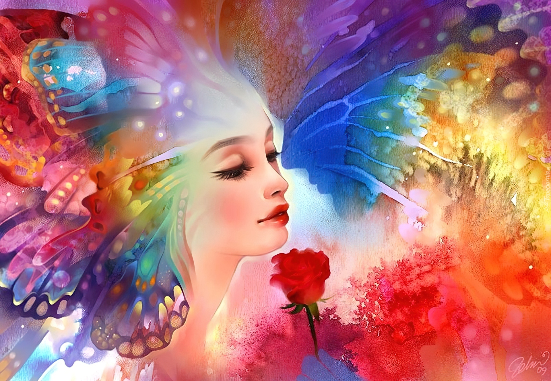 Волшебное стекло моей души. Радужная девушка. Внутренний мир женщины. Радужные картины. Яркие иллюстрации.
