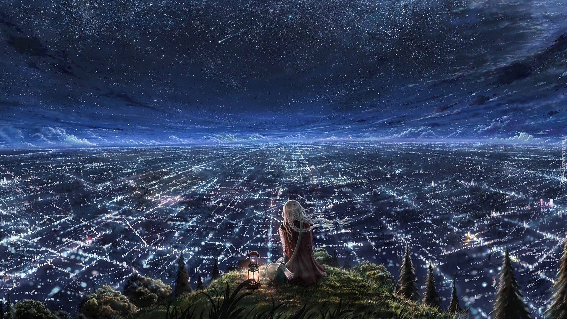 Dziewczyna, Skarpa, Miasto, Nocą