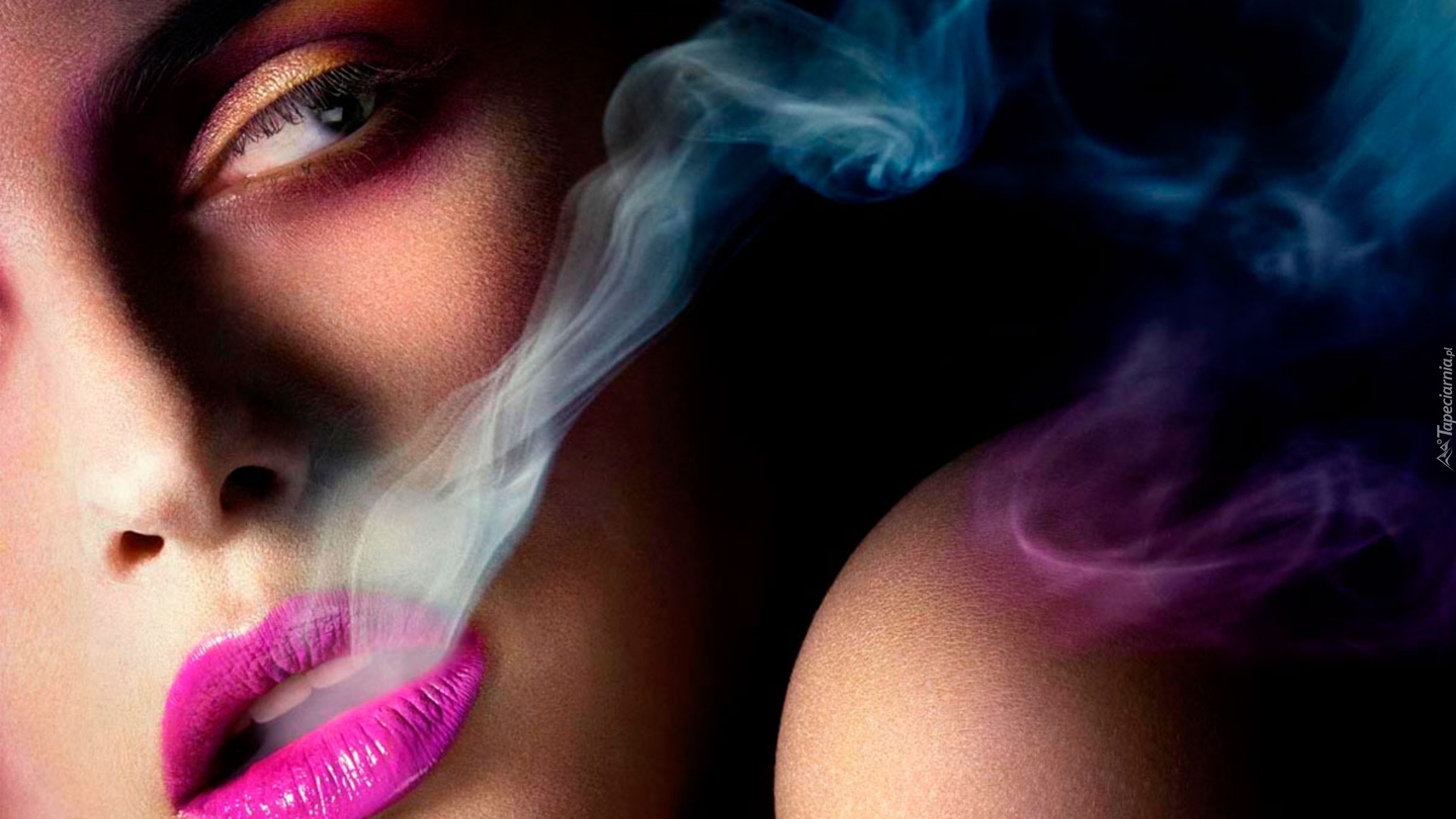 Kobieta, Makijaż, Dym