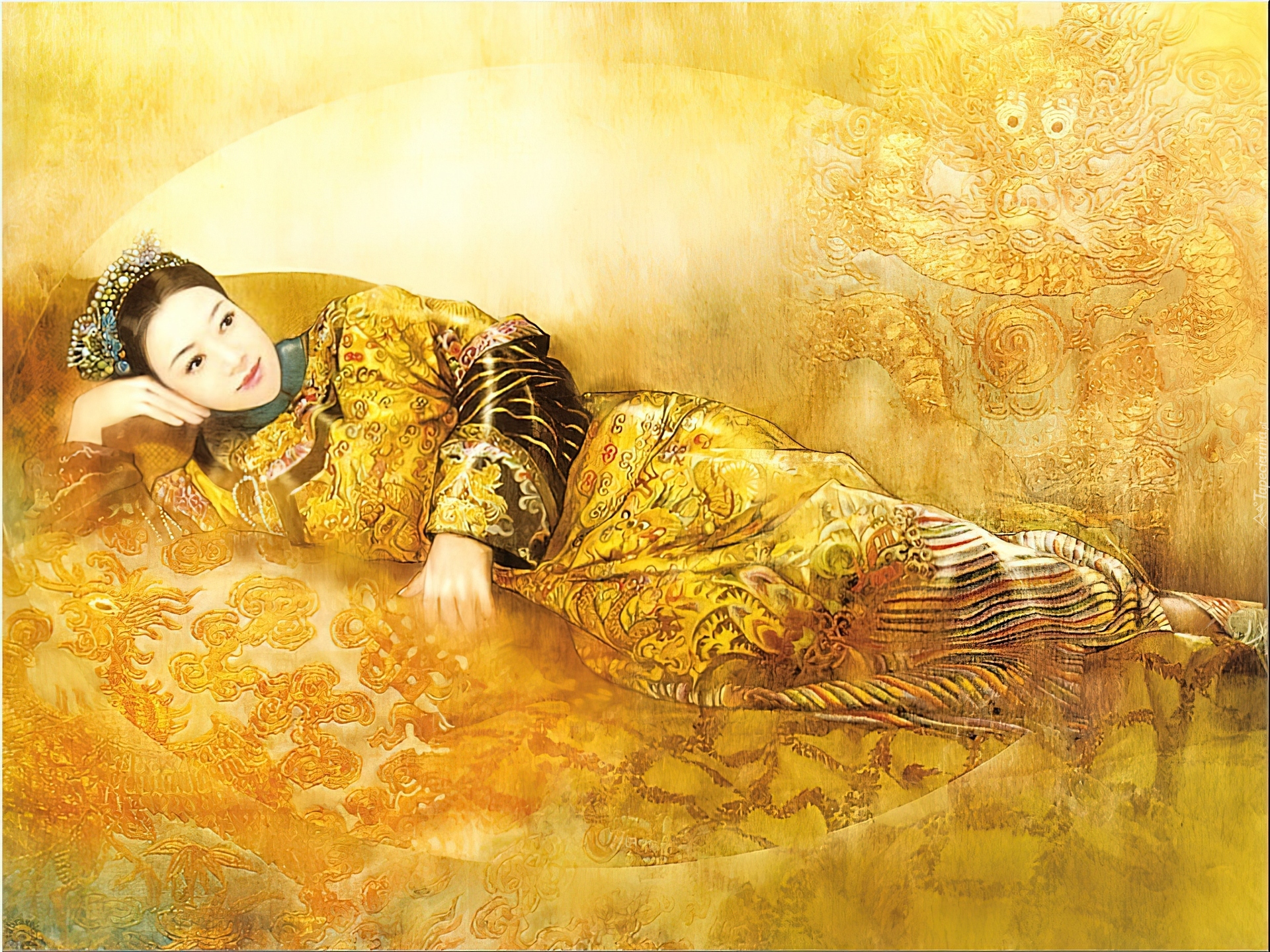 Dziewczyna, Kimono, Spojrzenie