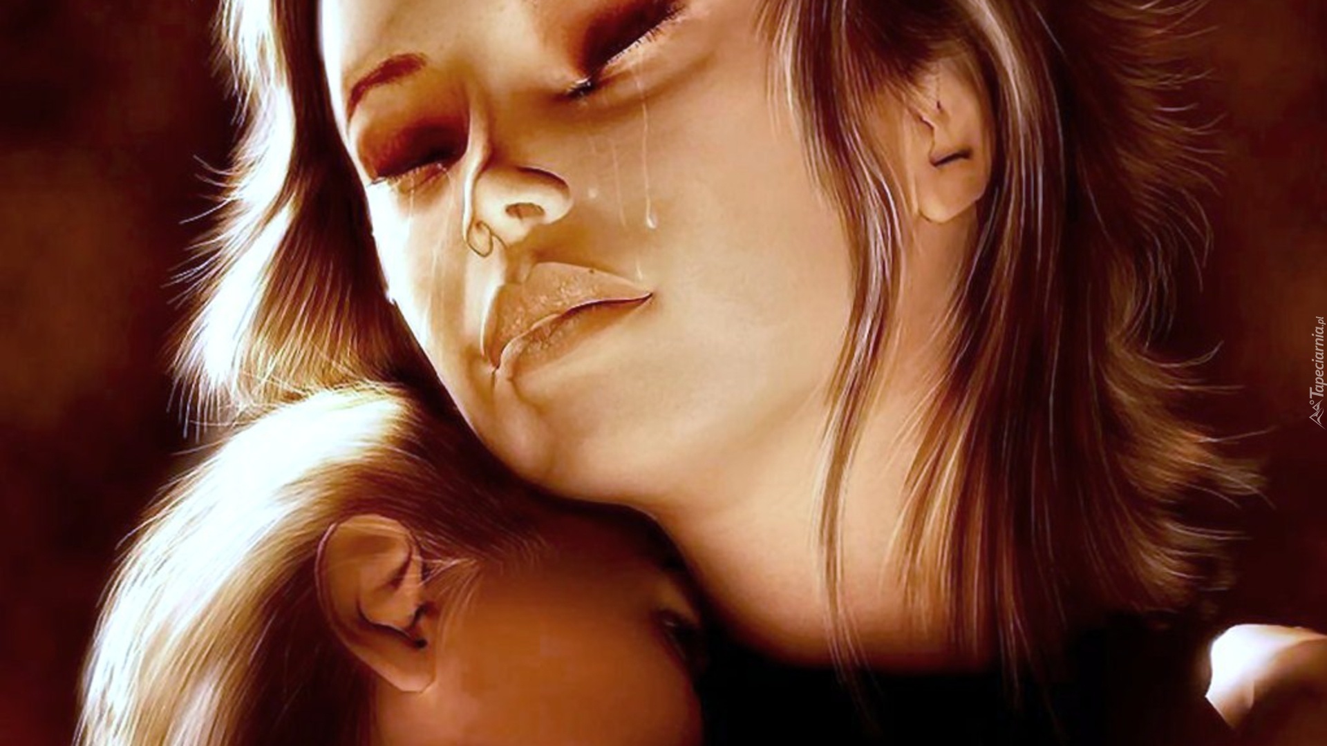 Płacząca, Kobieta, Dziecko