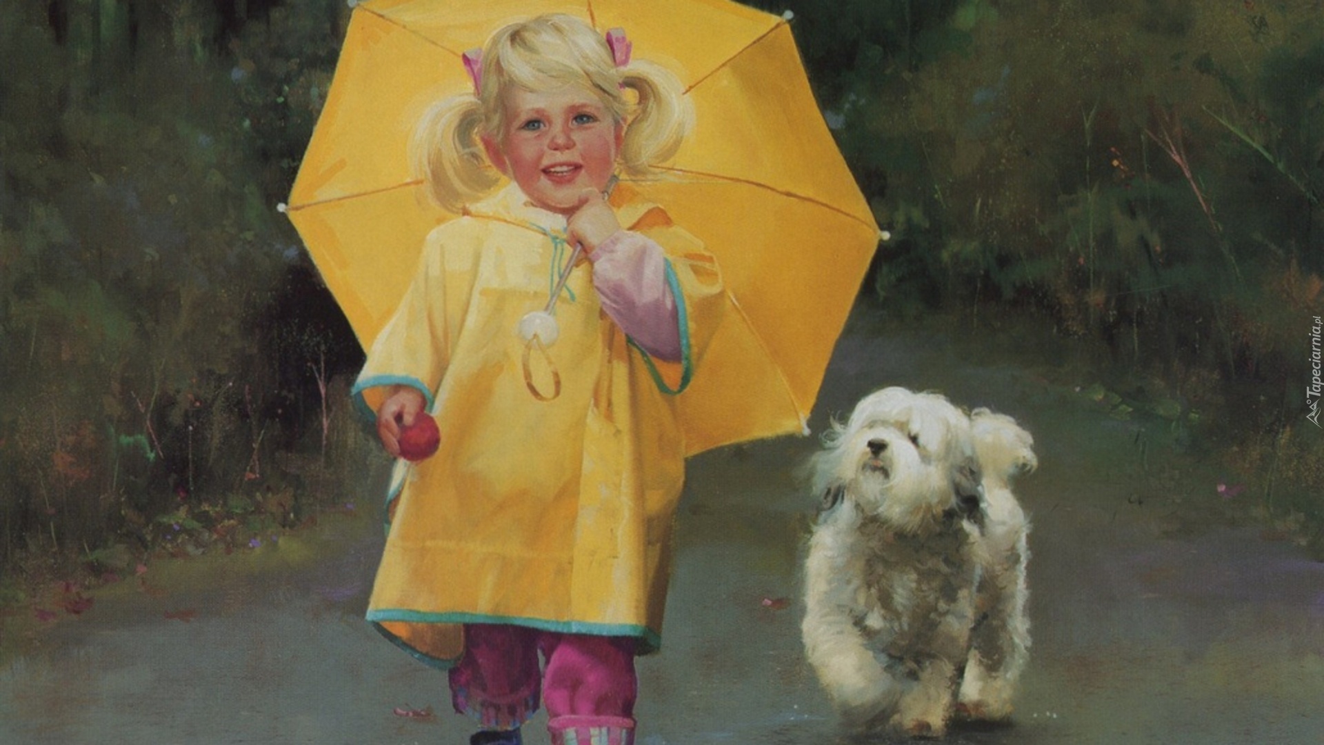 Dziewczynka, Parasol, Pies, Donald Zolan